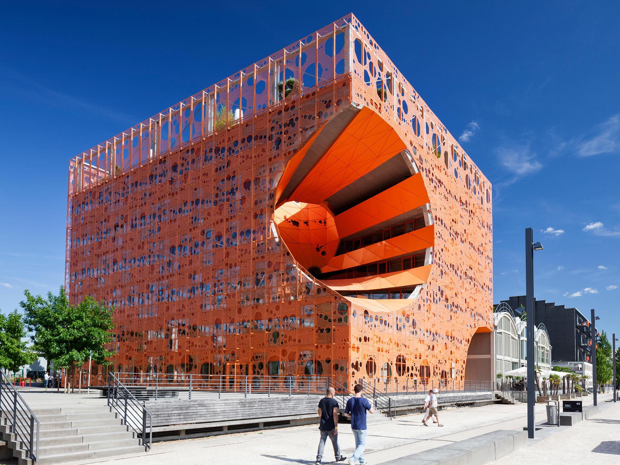 The Orange Cube (Le Cube Orange) in the La Confluence district in Lyon