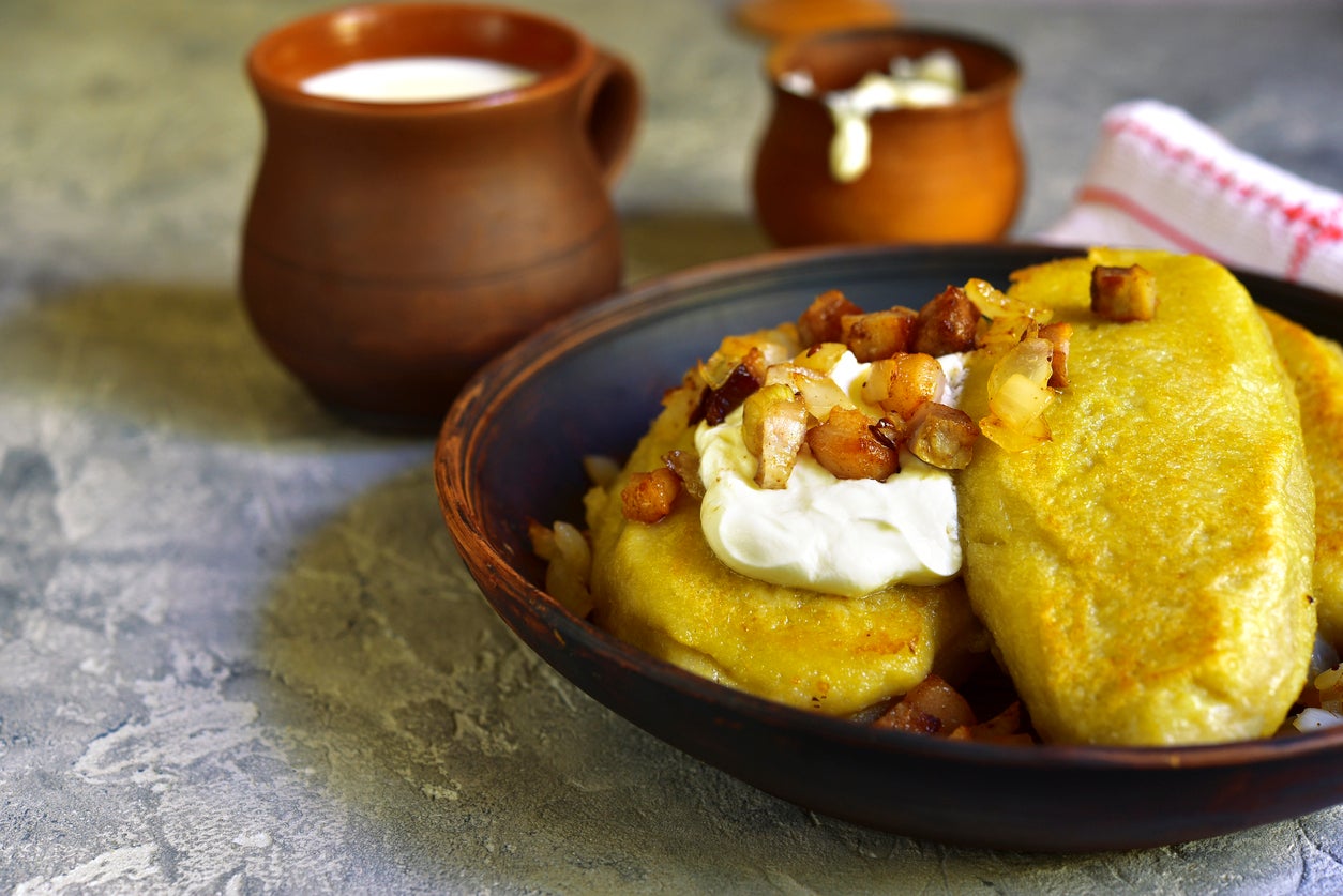 Try traditional dumplings slathered in sour cream