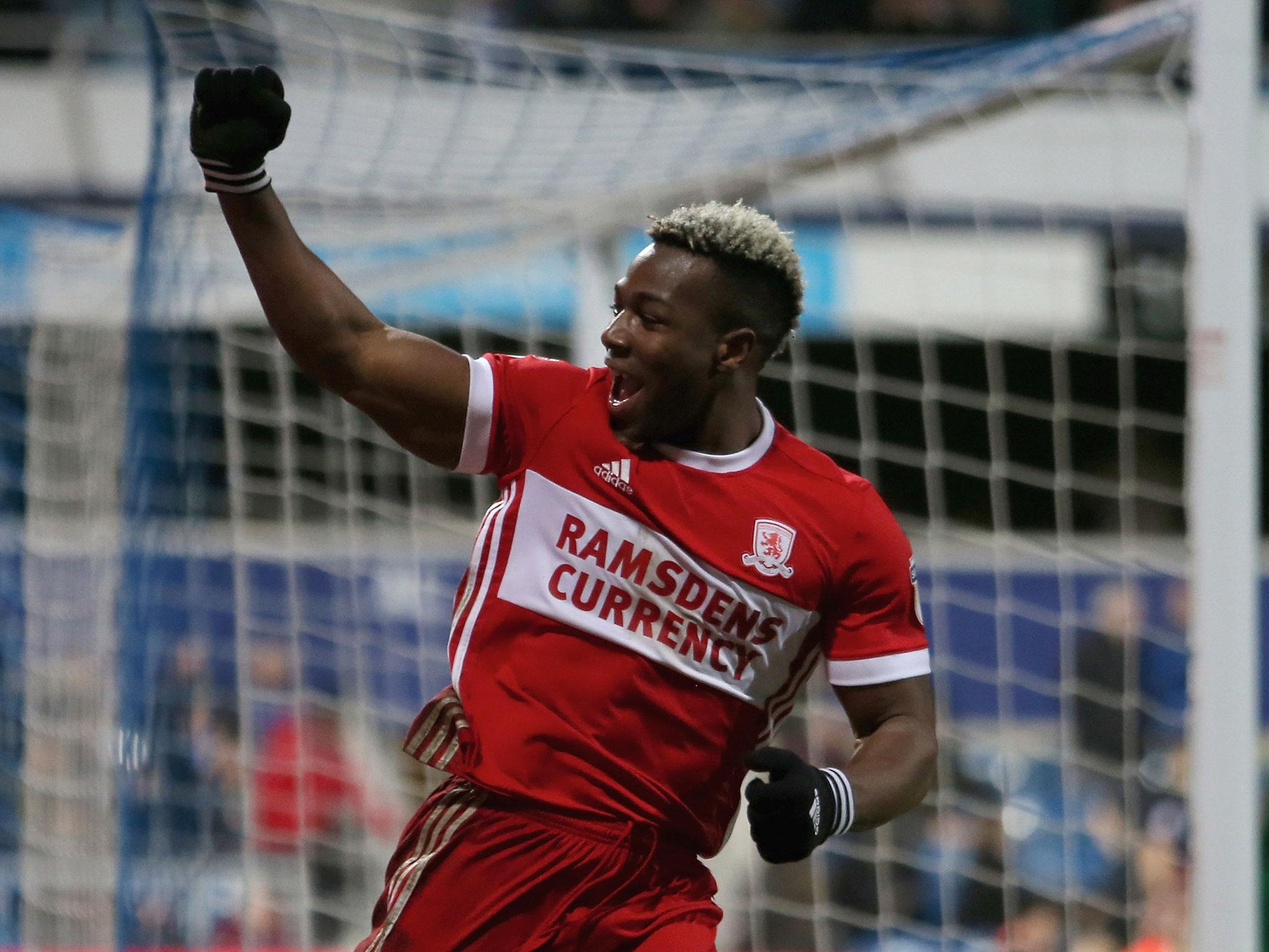 Adama Traore celebrates scoring against QPR earlier this season