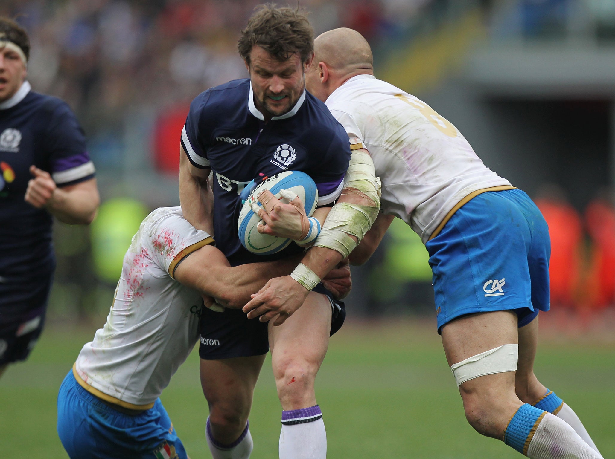 Pete Horne of Scotland breaks forward