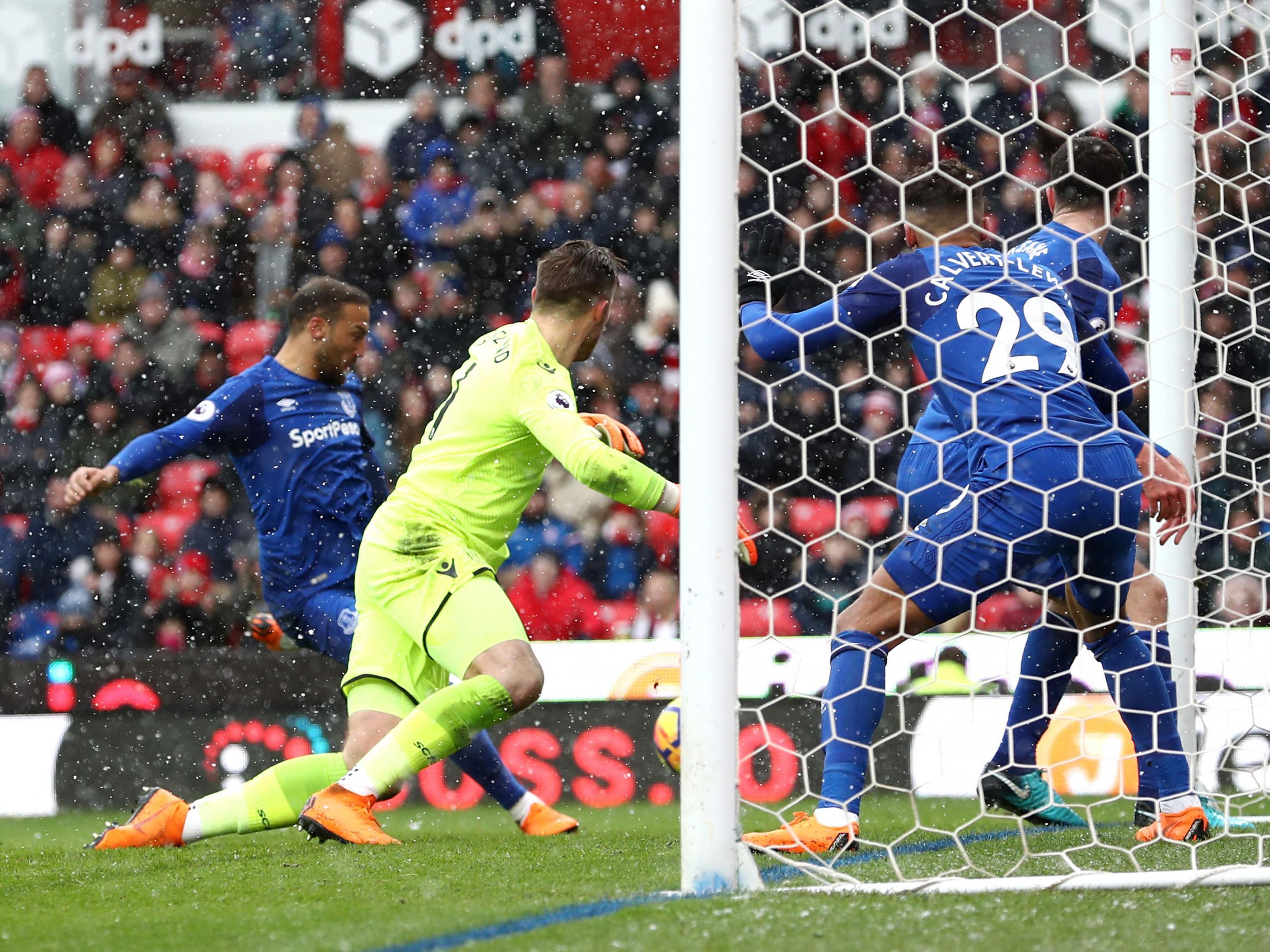 Tosun gave Everton the lead with the first of his two goals