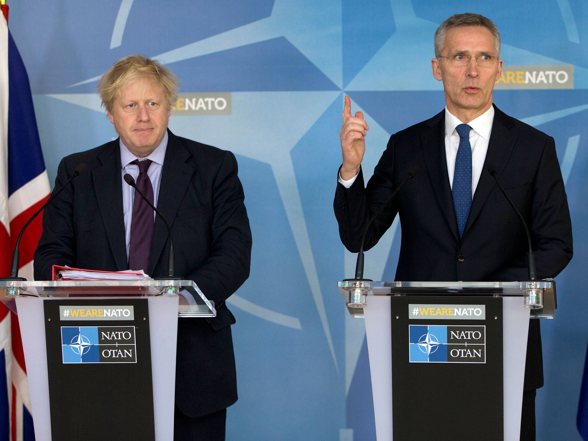 Johnson and Nato Secretary General Jens Stoltenberg in Brussels on 19 March