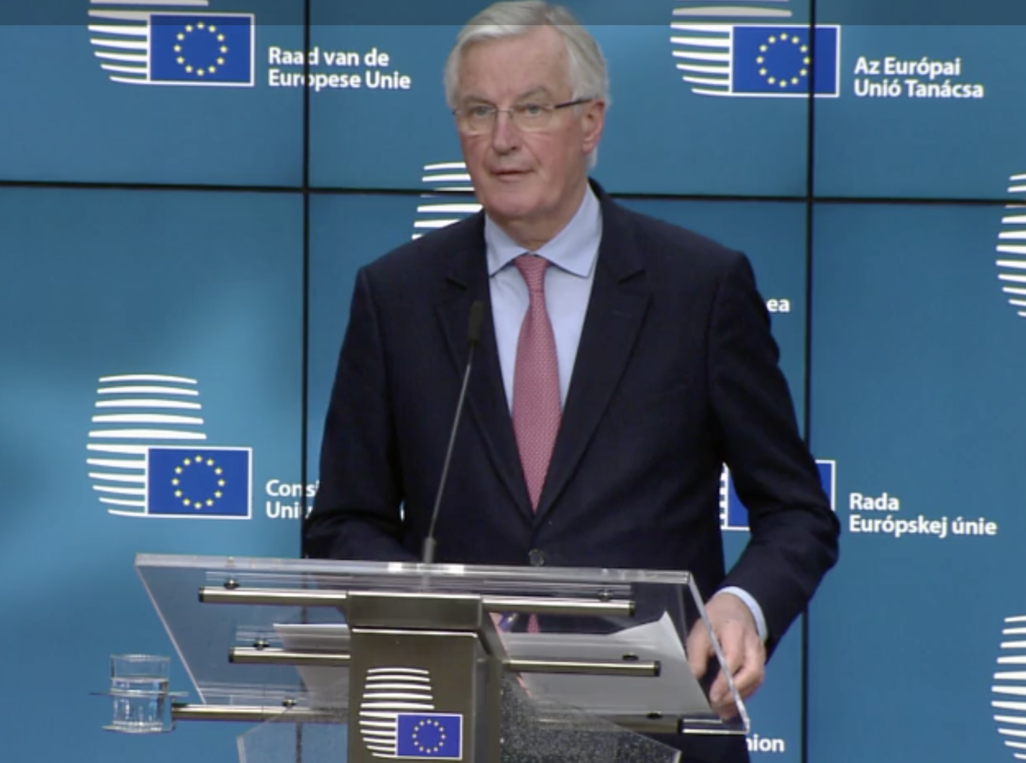 Michel Barnier speaking in Brussels on Tuesday