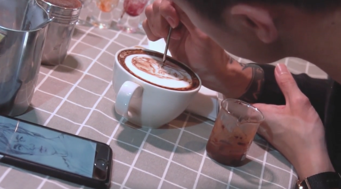 Portraits on latte is a shift from Cafe R&C's owner to more mature artistic images