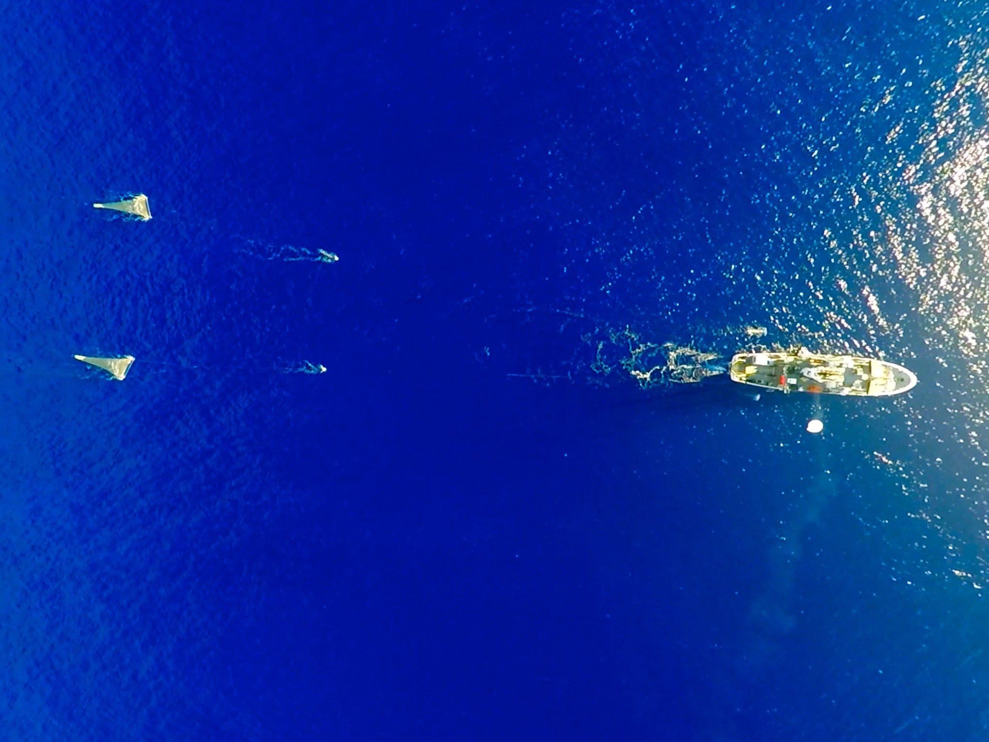 One of the vessels involved in the study collects data on plastic floating in the Great Pacific garbage patch