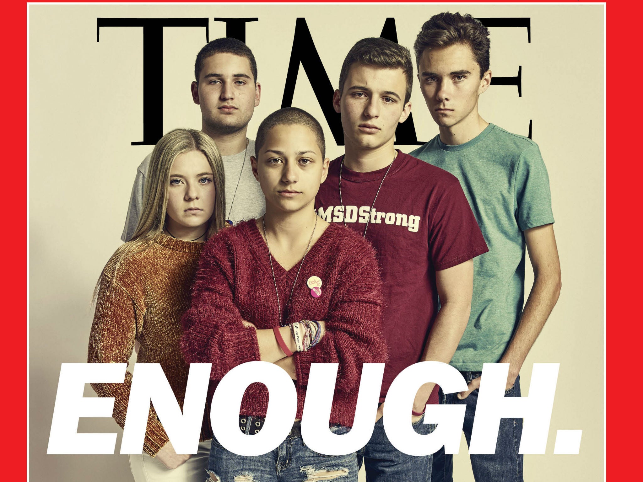 Marjory Stoneman Douglas High School students Jaclyn Corin, Alex Wind, Emma González, Cameron Kasky and David Hogg appear on Time's cover for a story about young people driving the gun control debate