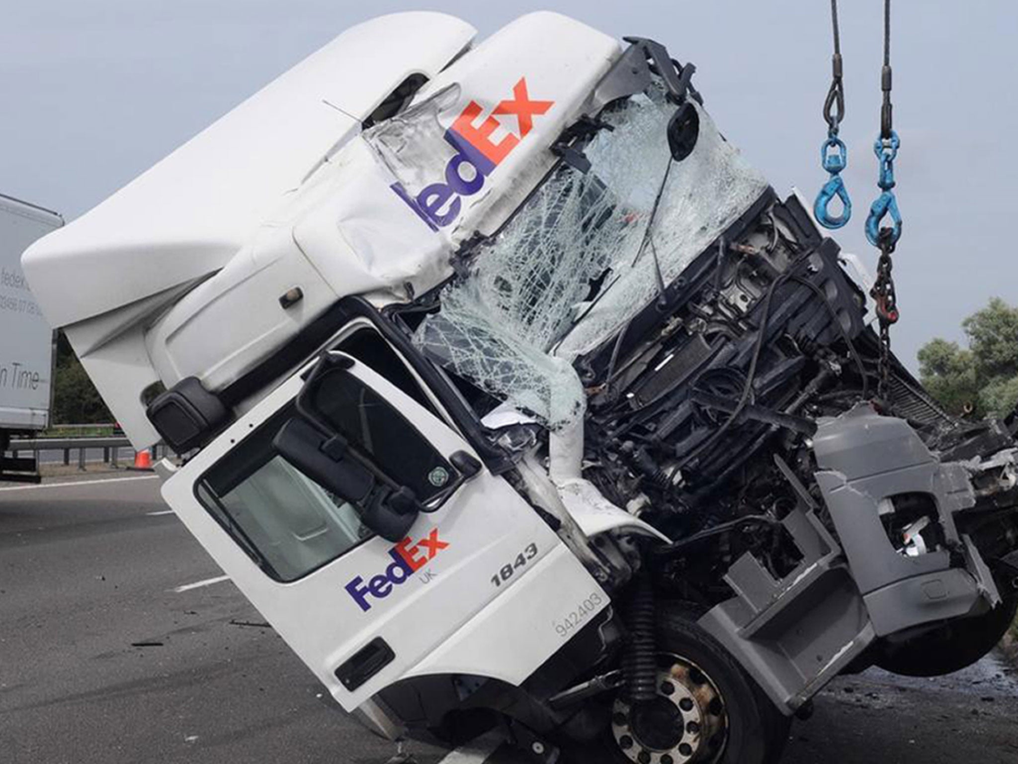 Photo issued by Thames Valley Police of the cab of a Fed Ex lorry driven by David Wagstaff