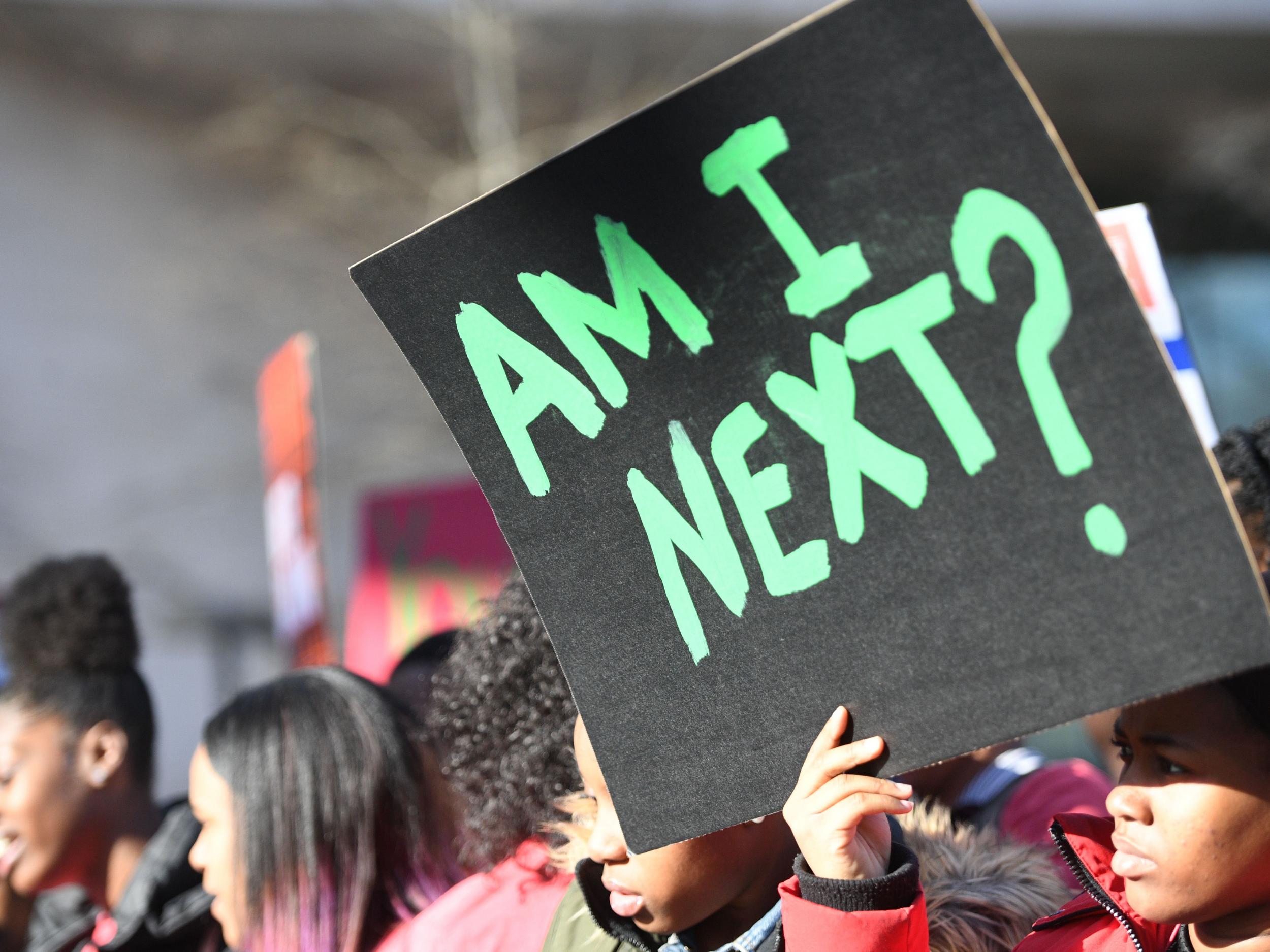 People arrive for the March for our Lives rally against gun violence in Washington DC