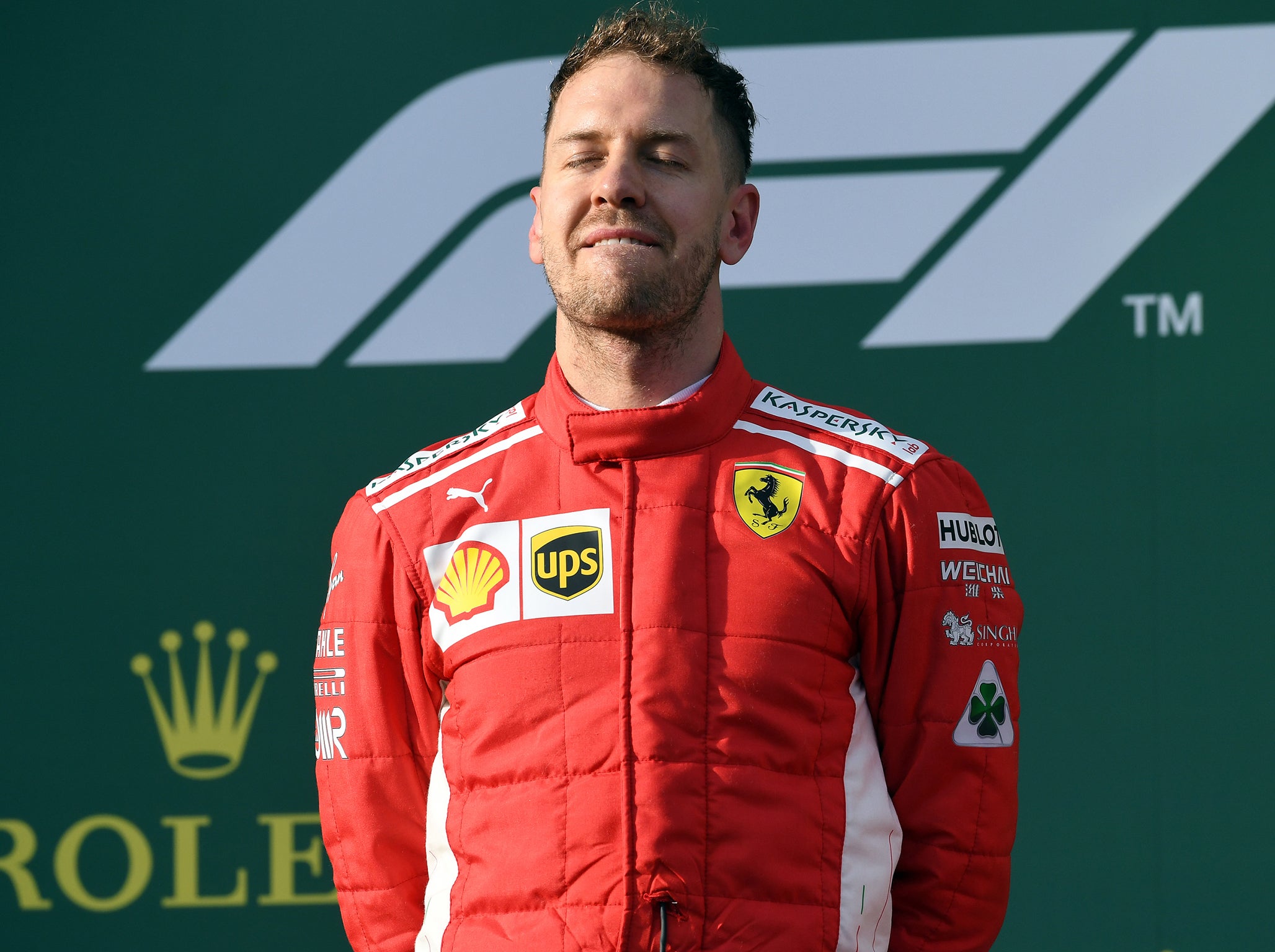 Vettel on the podium