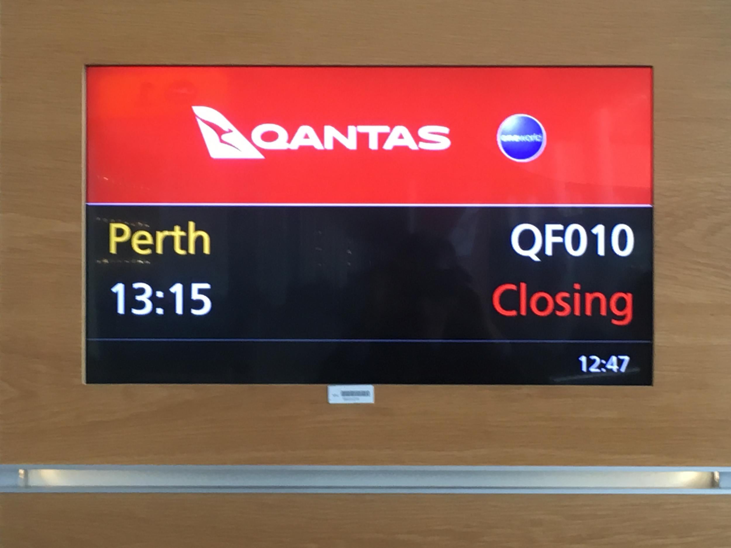 Flying start: Departure screen at Heathrow for first nonstop flight to Perth