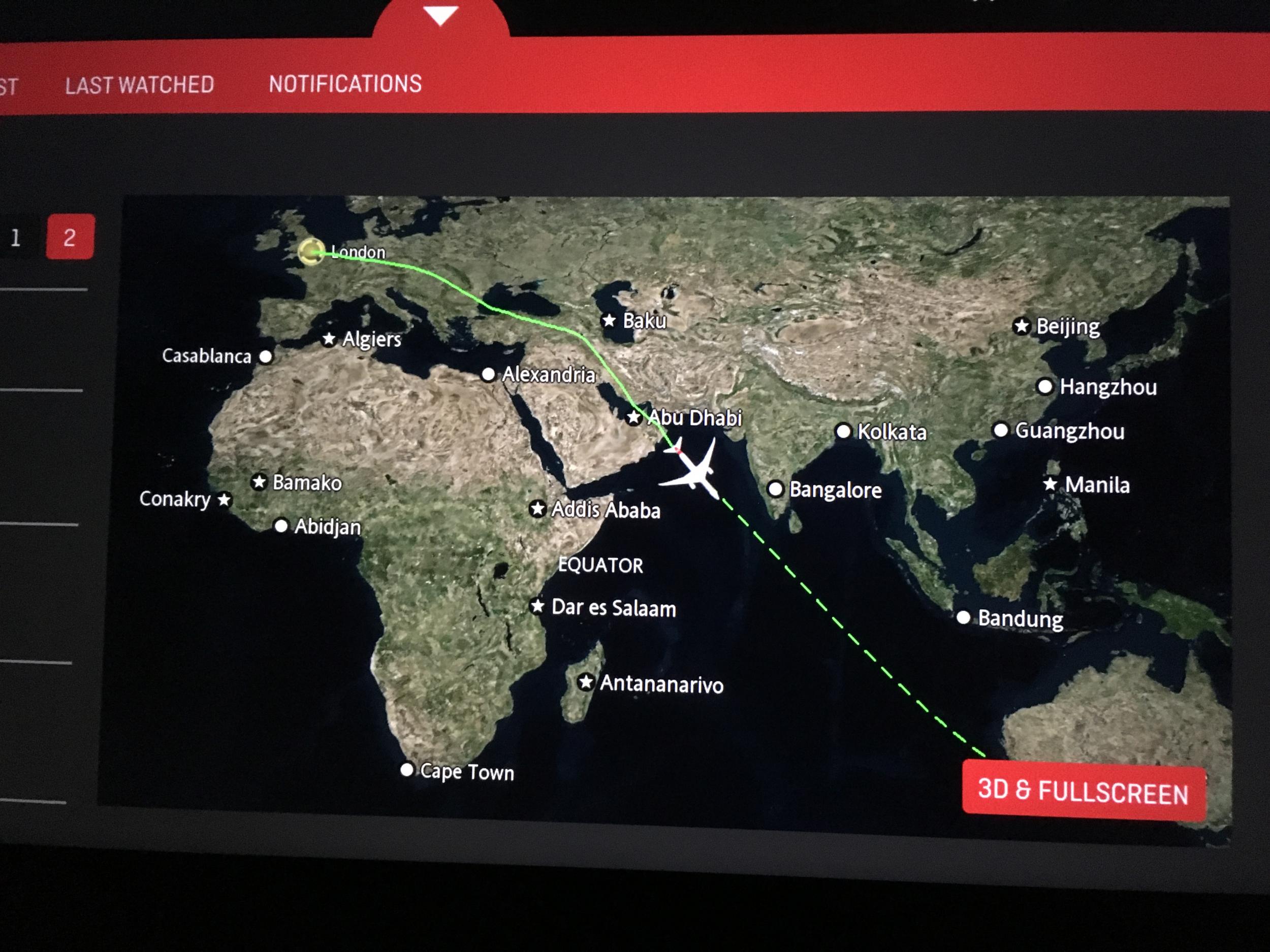 Globe shrinking: Moving map on Qantas flight 10