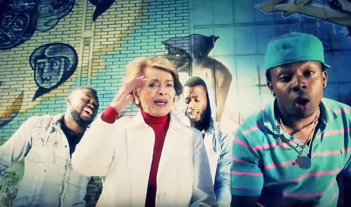 Lys Assia and rap group New Jack in their music video for the song ‘All In Your Head’