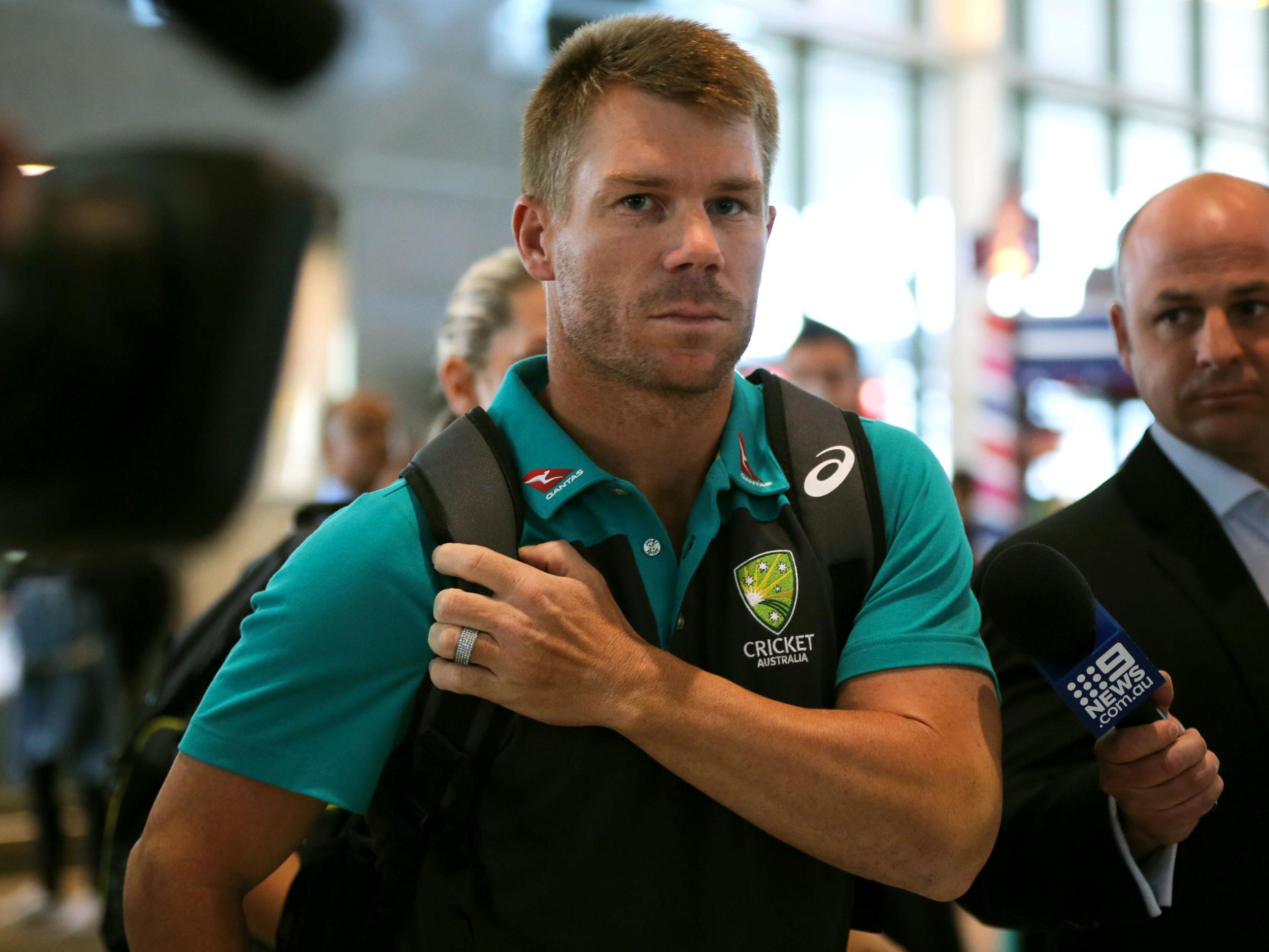 &#13;
Warner arrives at Cape Town International Airport ahead of Australia's flight to Johannesburg &#13;