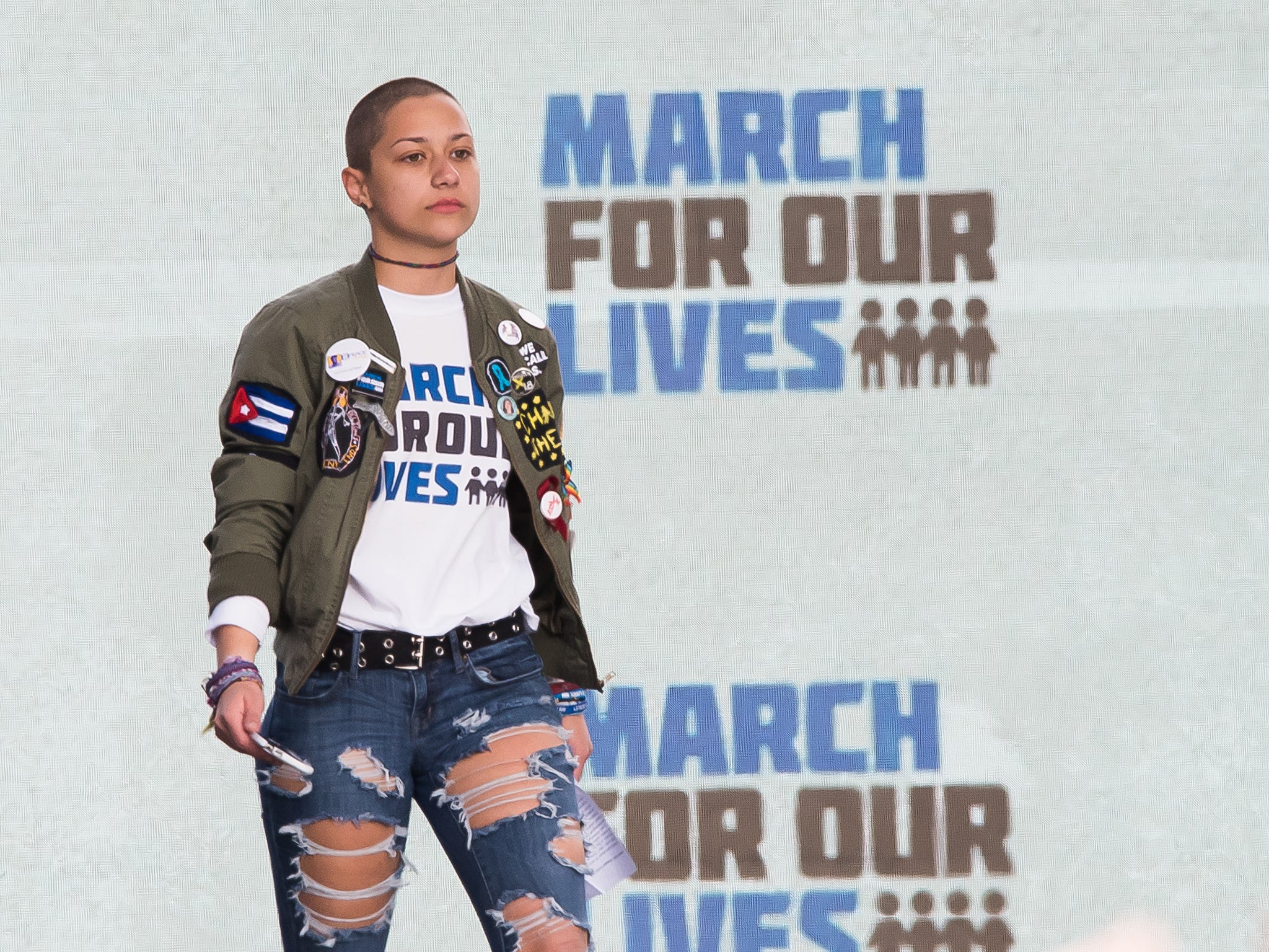 A fake video of Emma Gonzalez ripping up the American constitution went viral (Getty)