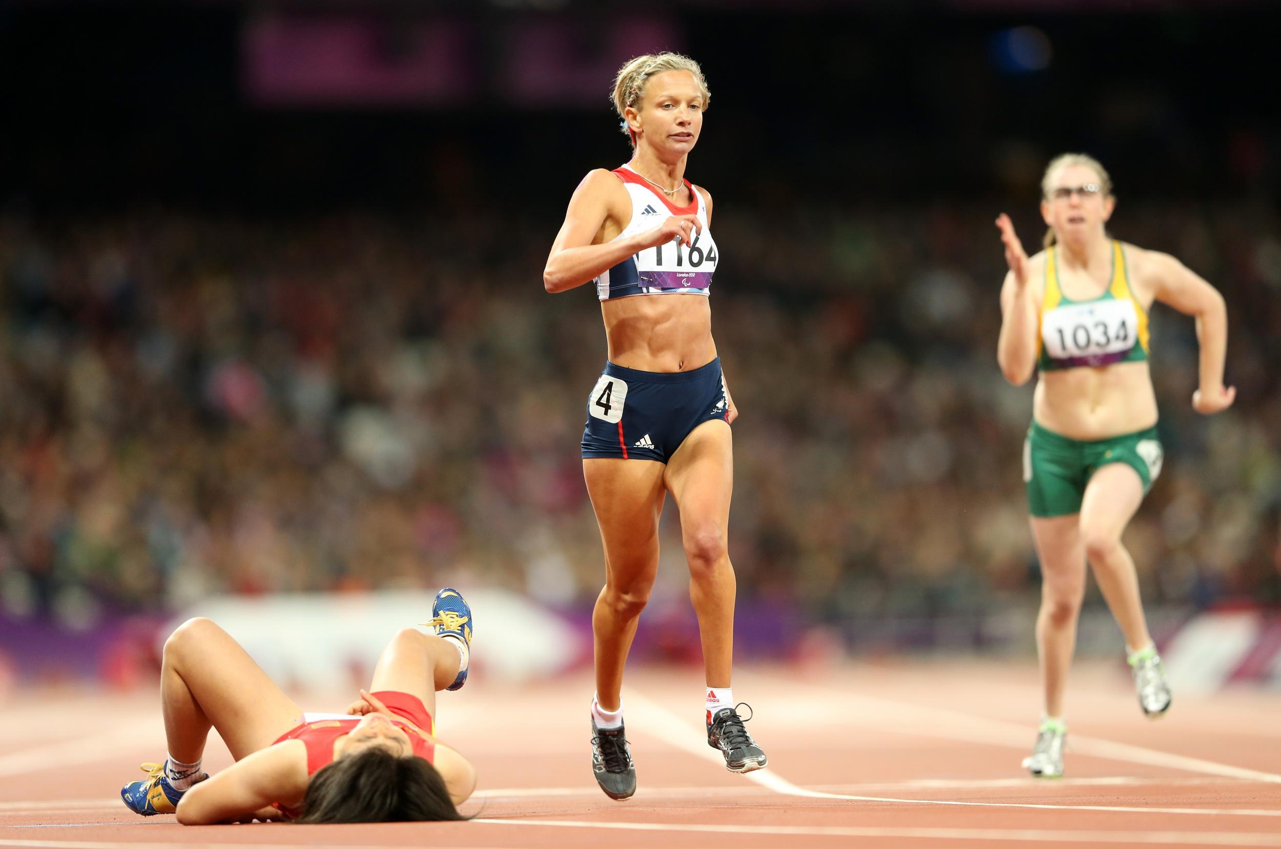 Sophia Warner of Great Britain competes in the Women's 200m - T35 Final on day 2 of the London 2012 Paralympic Games at Olympic Stadium on August 31, 2012 in London, England