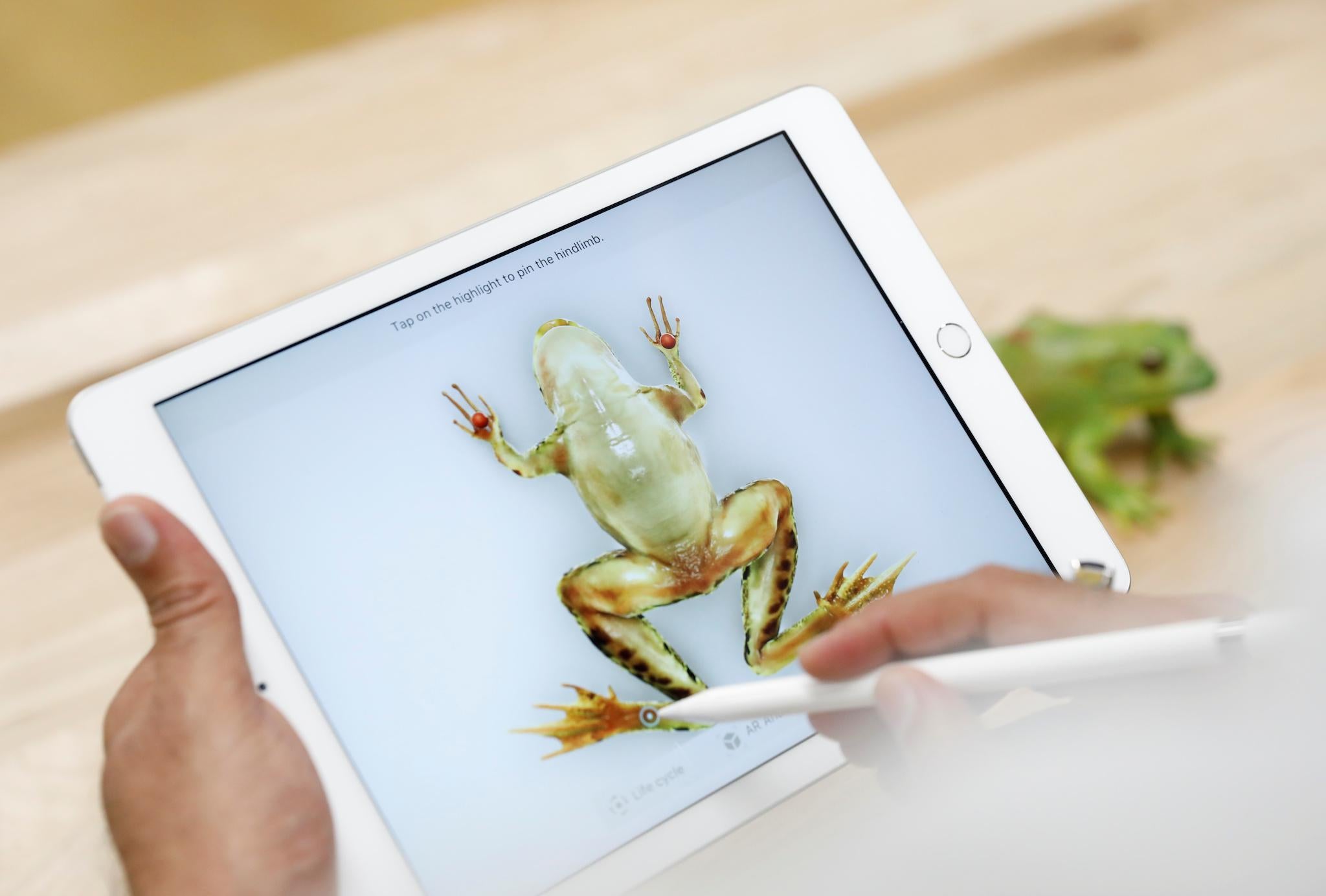 The Apple Pencil and new iPad 6 are demonstrated at an education-focused event at Lane Technical College Prep High School in Chicago, Illinois