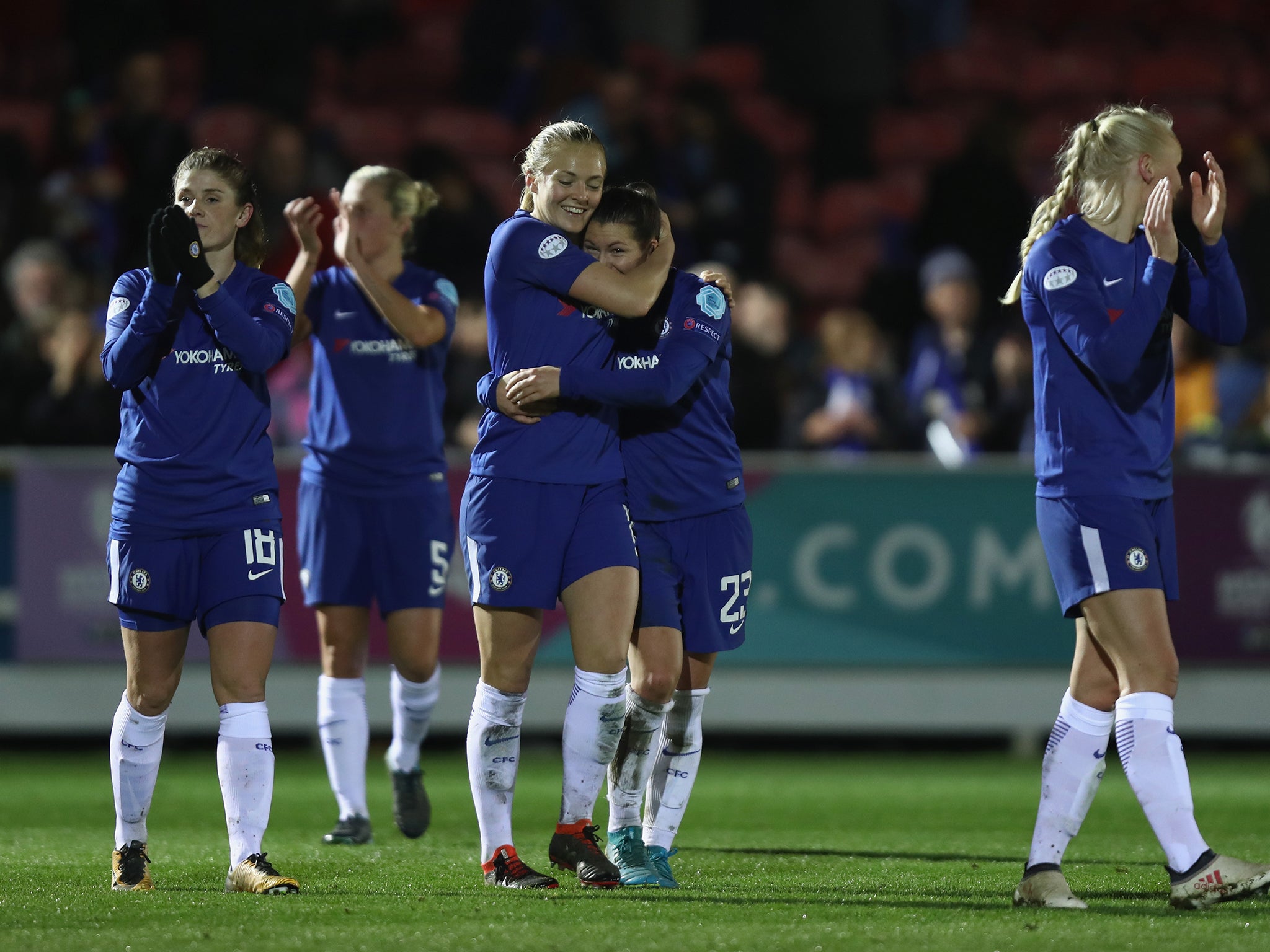 Chelsea will play Wolfsburg in the semi-finals with Manchester City taking on Lyon