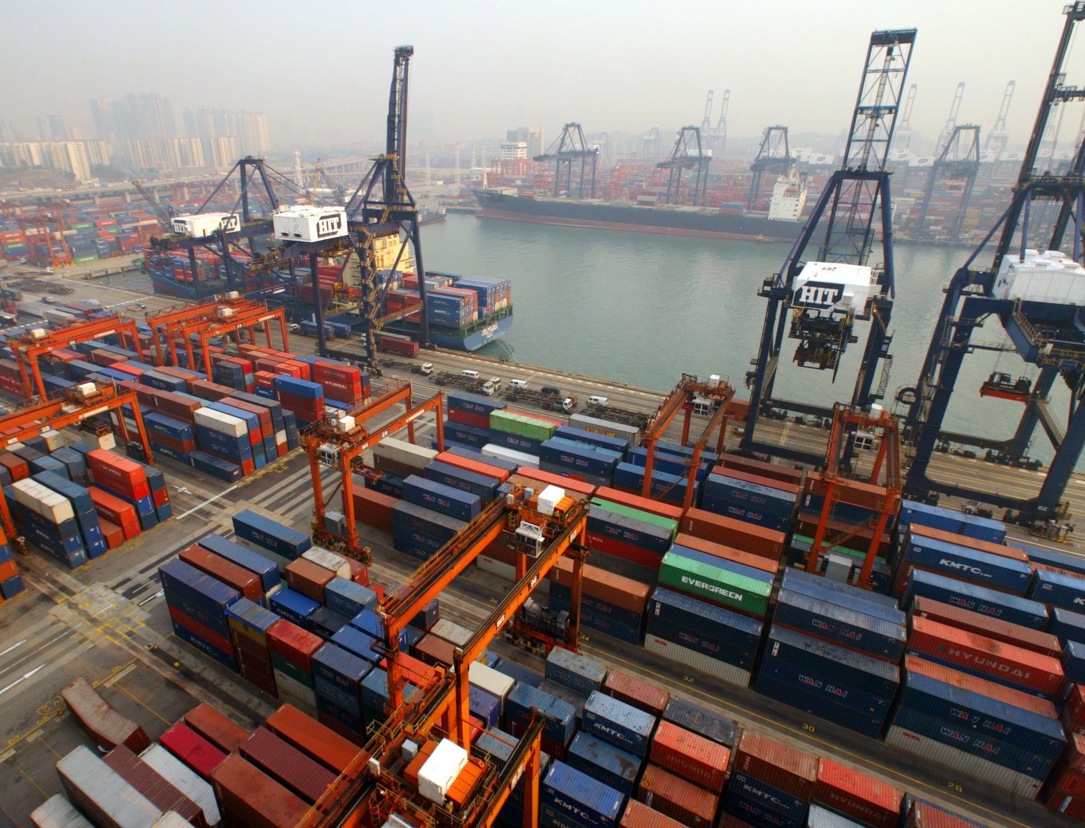 A top view of Hong Kong’s container terminal: the housing crisis debate surrounds the huge port (Reuters)