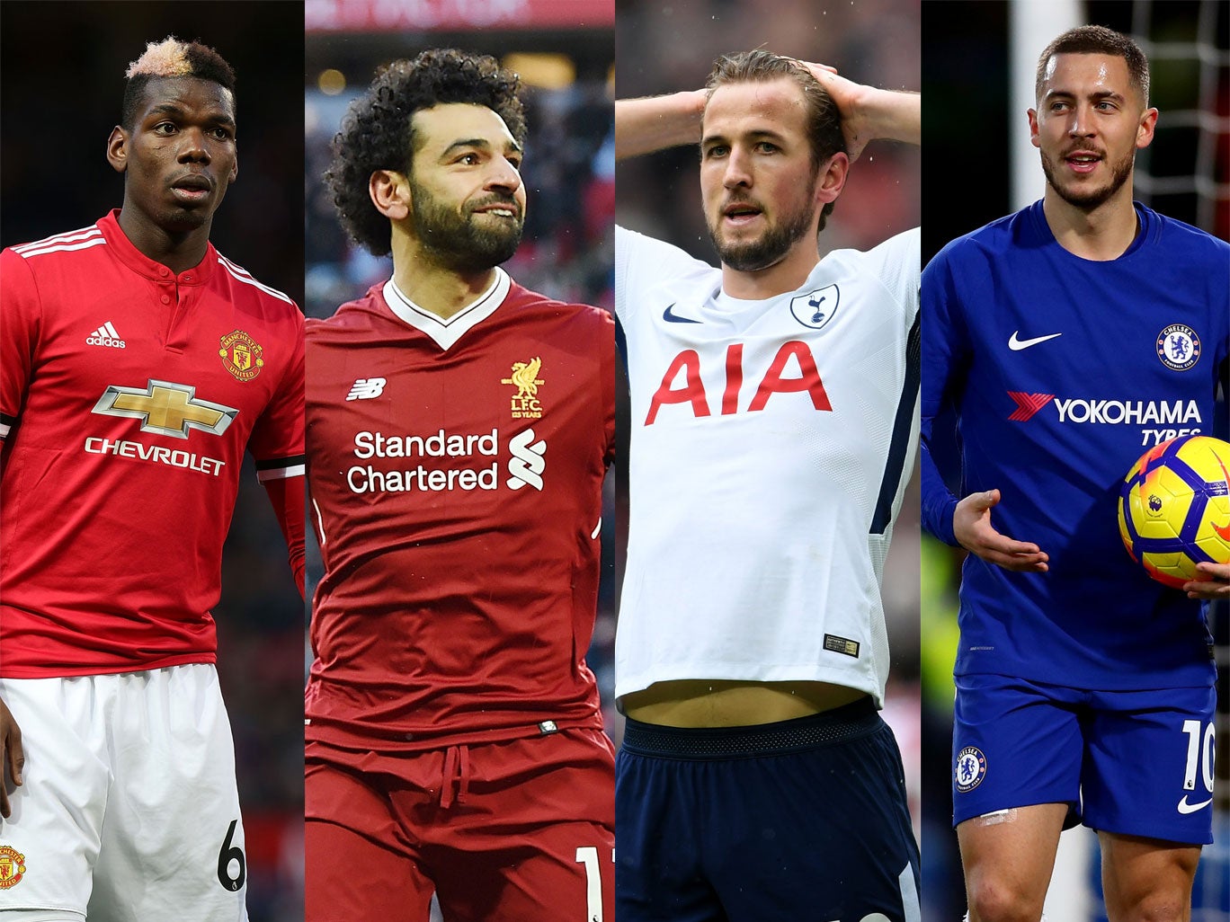 Manchester United, Liverpool, Tottenham and Chelsea are battling for four top-four spots