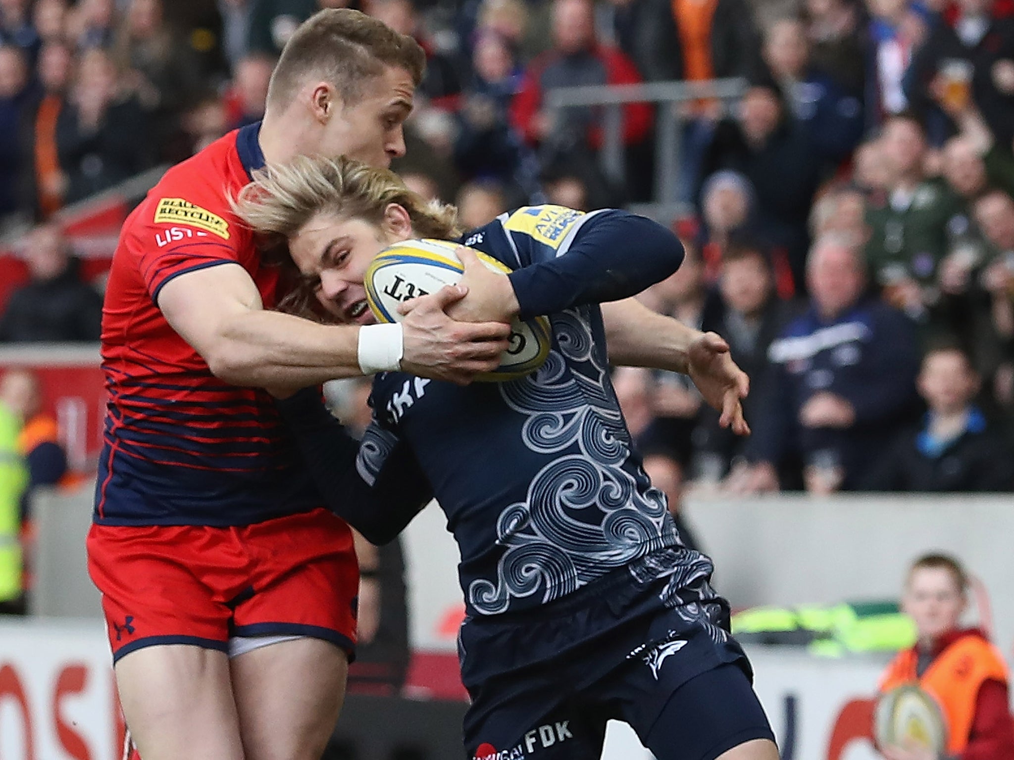 Shillcock (left) was heard making a complaint in the second half of the Premiership match