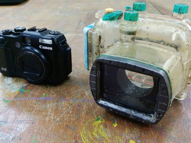 Serina Tsubakihara's Canon G12 camera, released from the waterproof housing that had protected it from the ocean for two-and-a-half years