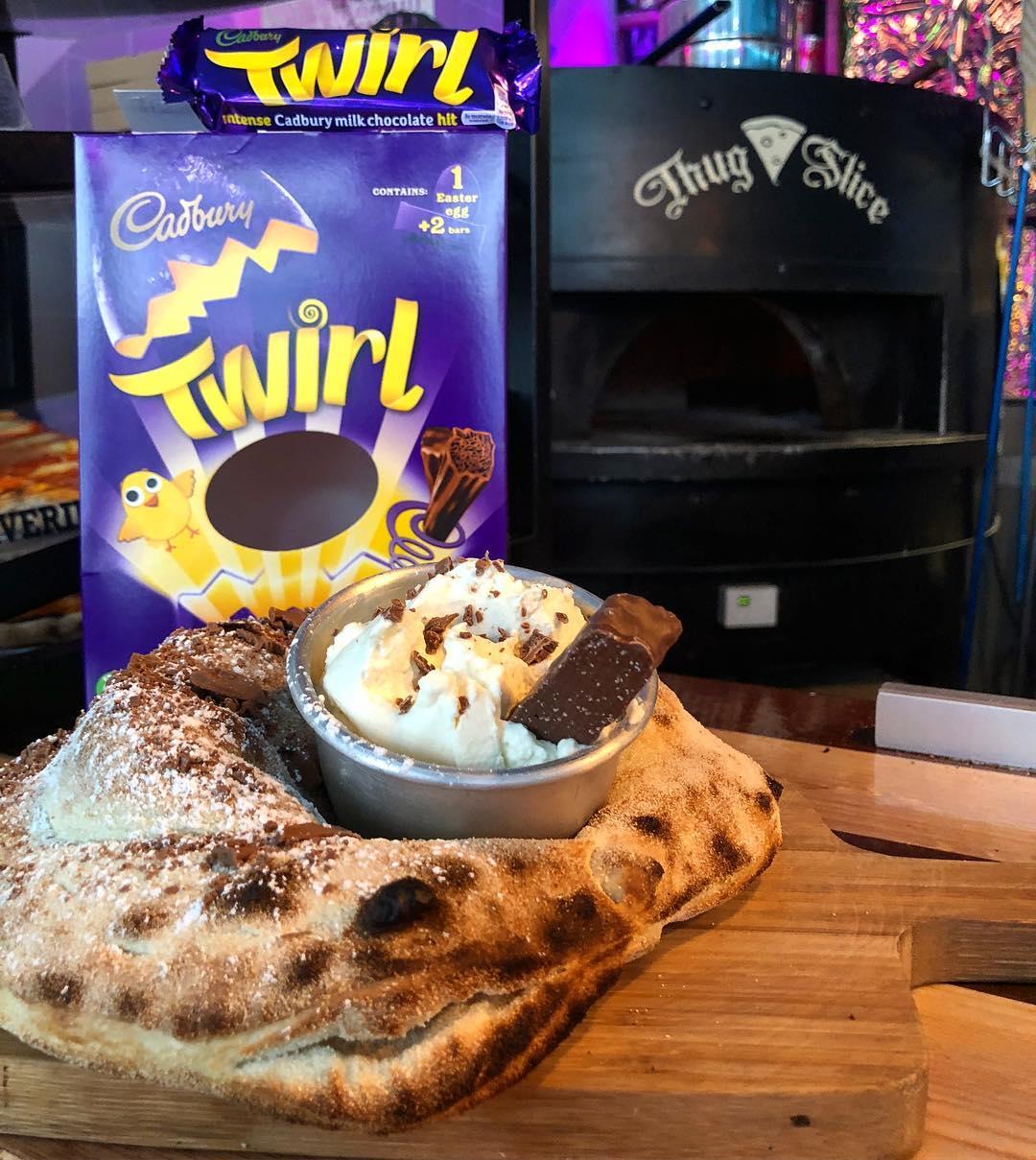 &#13;
Civerinos' broken chocolate egg calzone &#13;