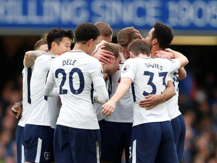 Tottenham celebrate Eriksen’s strike