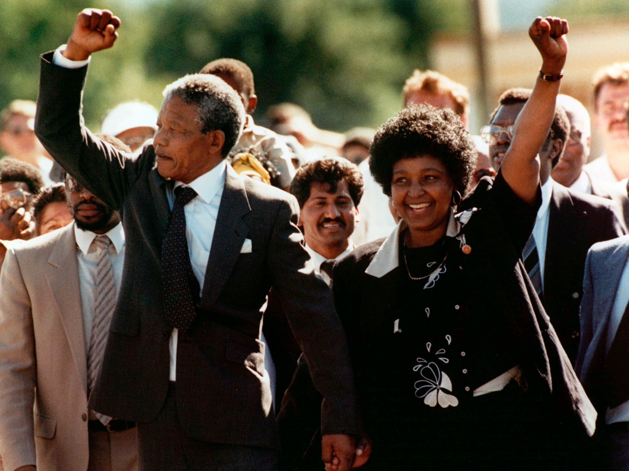 With Nelson Mandela on 11 February 1990 – the day he was released from prison