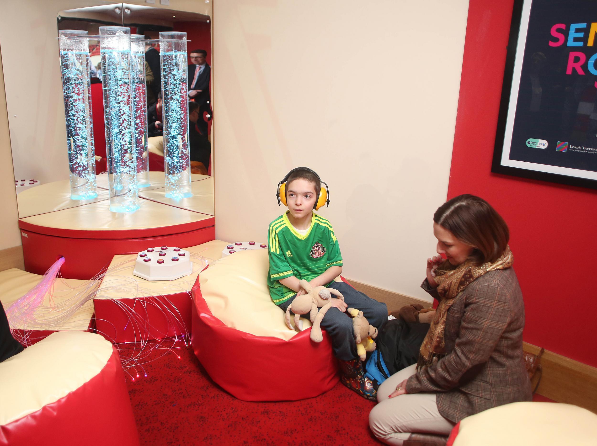 A young fan in Sunderland's sensory room