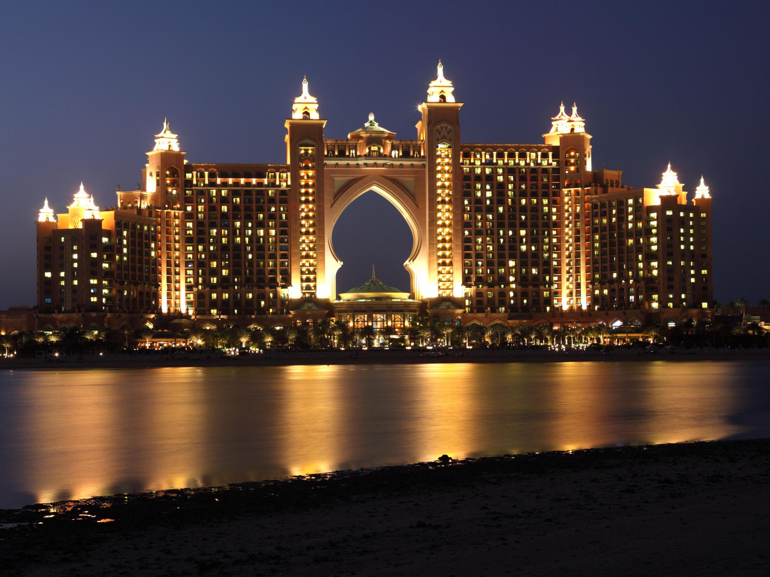 Atlantis, The Palm Hotel in Dubai is built on an entirely artificial island