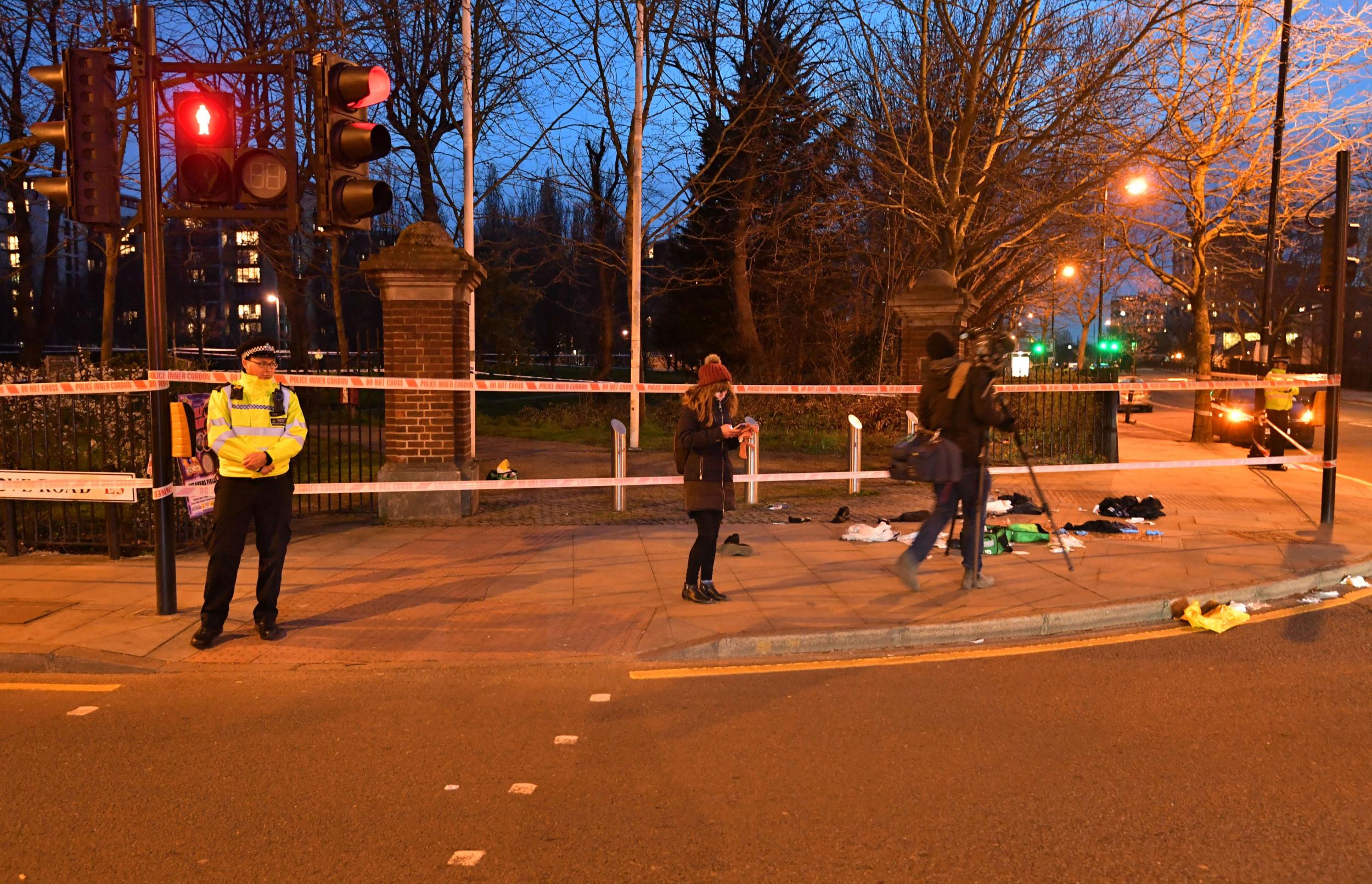 The scene in Grove Road, Mile End, where three boys were injured in a knife attack