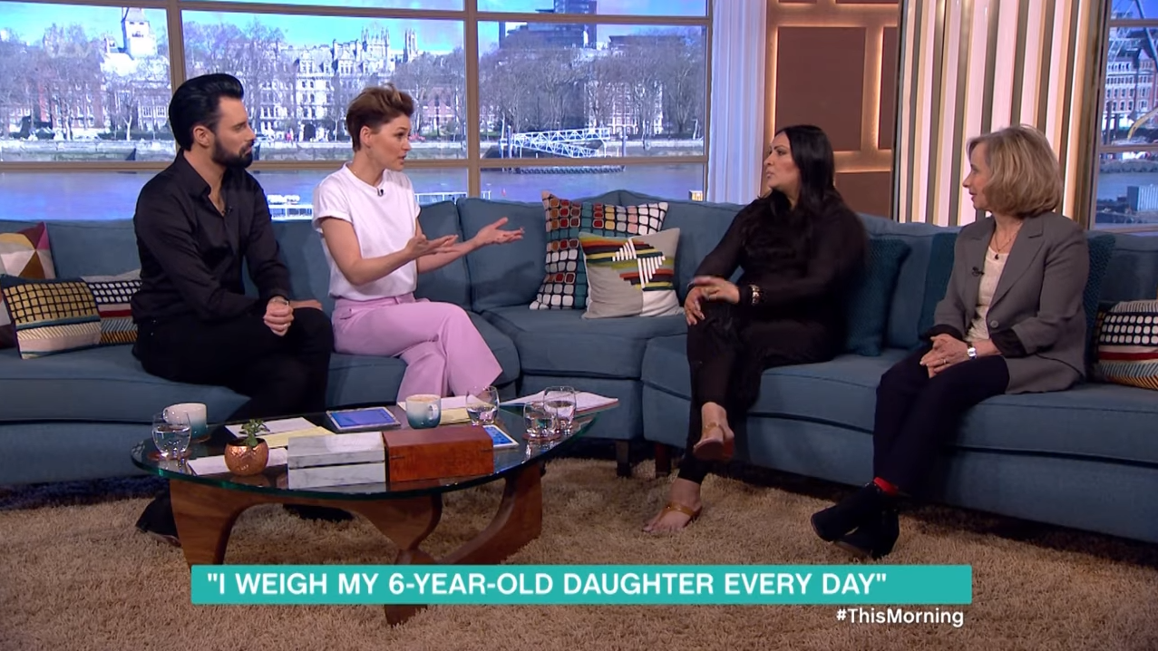 Nadia Udin spoke to presenters Emma Willis, Rylan Clark-Neal and psychologist and eating disorder specialist Deanne Jade about why she weighs her six-year-old daughter every day