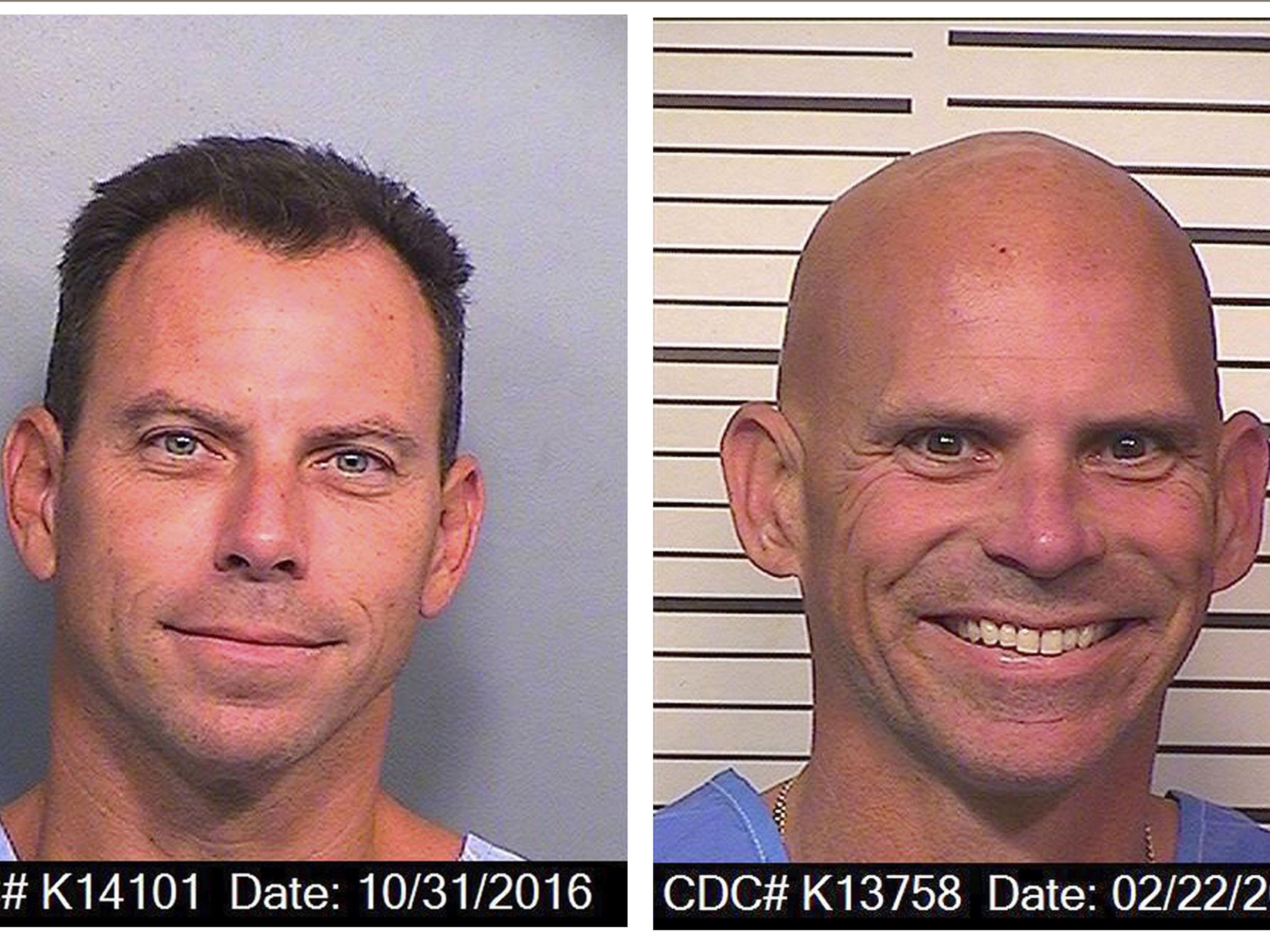 An Oct. 31, 2016 photo provided by the California Department of Corrections and Rehabilitation shows Erik Menendez, left, and a Feb. 22, 2018 photo provided by the California Department of Corrections and Rehabilitation shows Lyle Menendez.