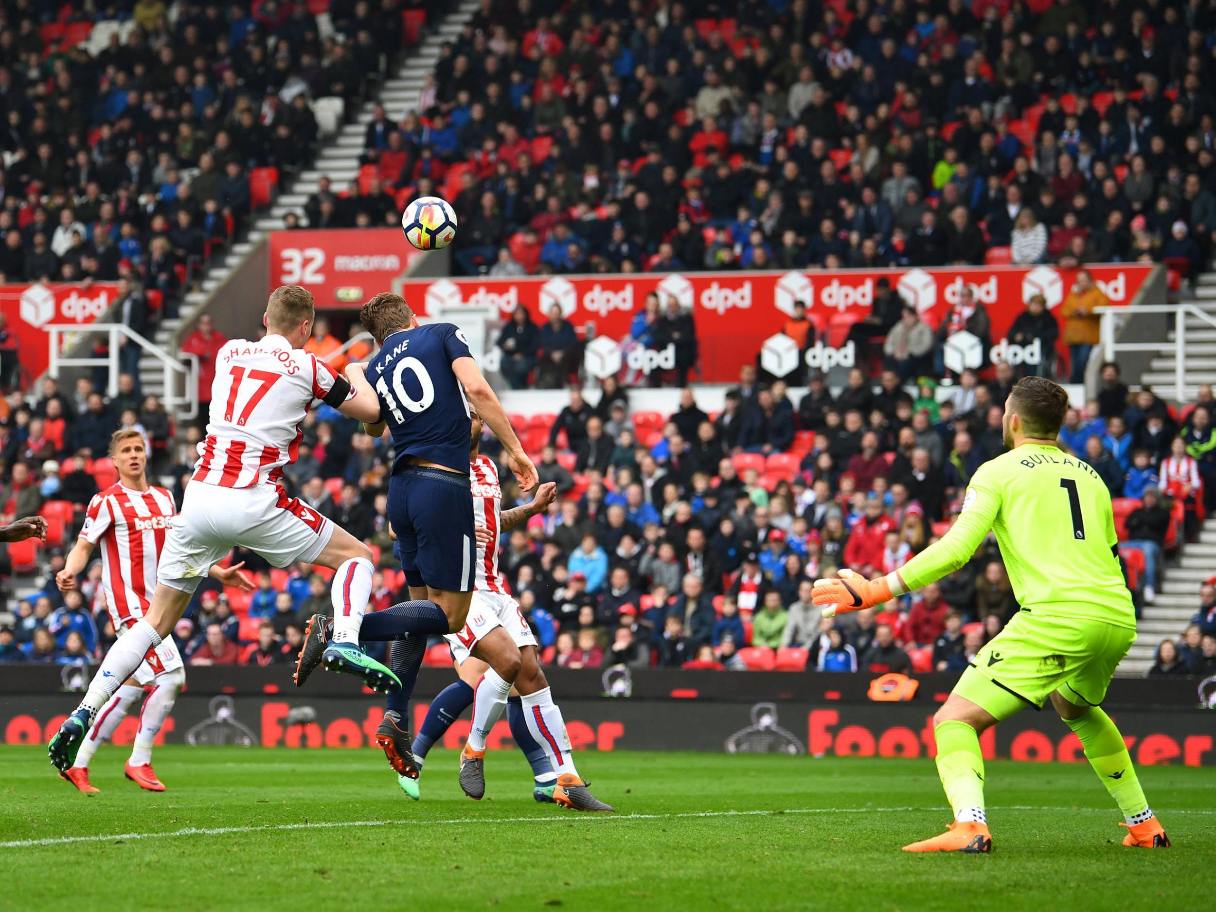 Eriksen's free kick appeared to get a touch off Kane