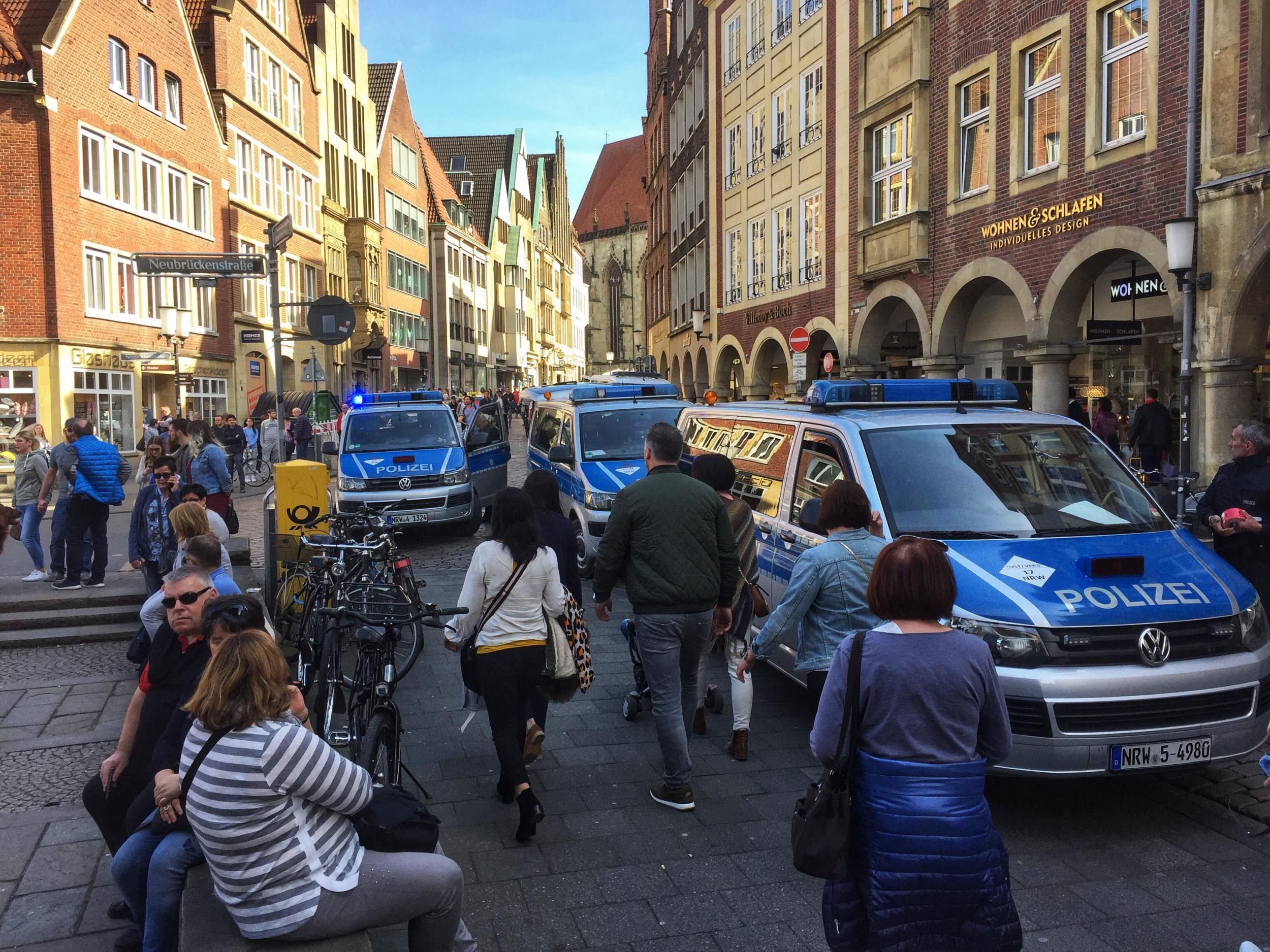 A large-scale police operation is underway in downtown Münster, Germany (dpa via AP)