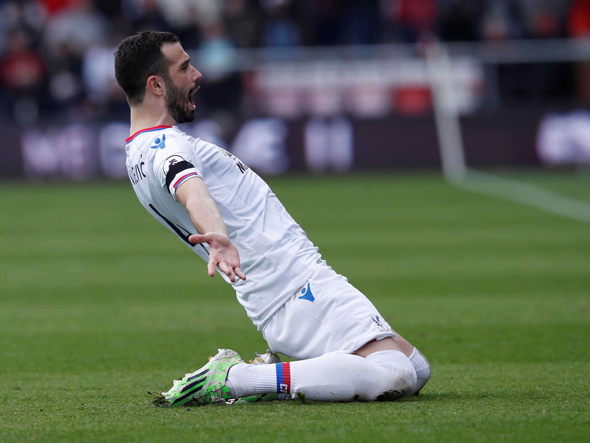 Luka Milivojevic celebrates netting Crystal Palace's opener