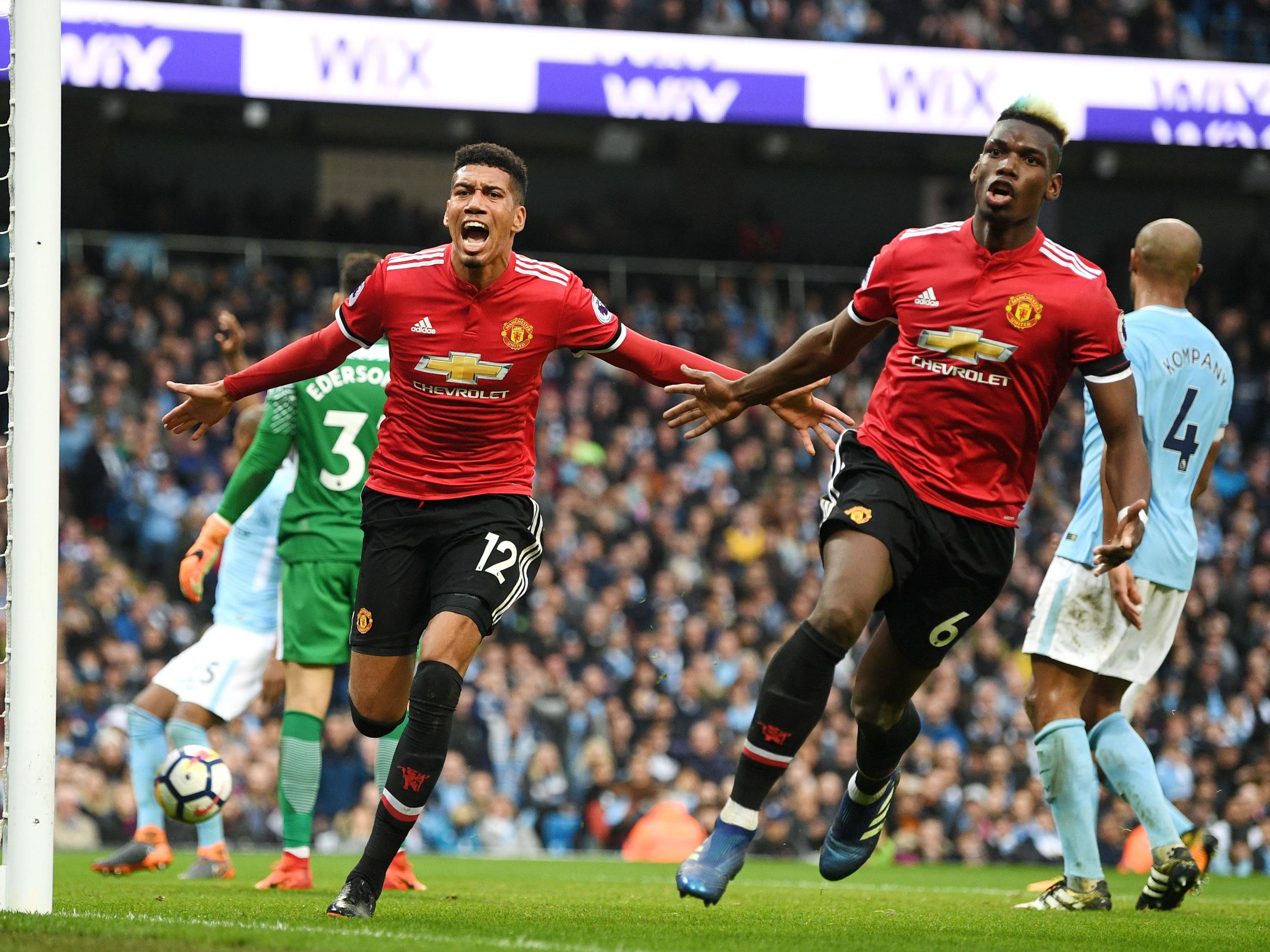 Chris Smalling celebrates his goal