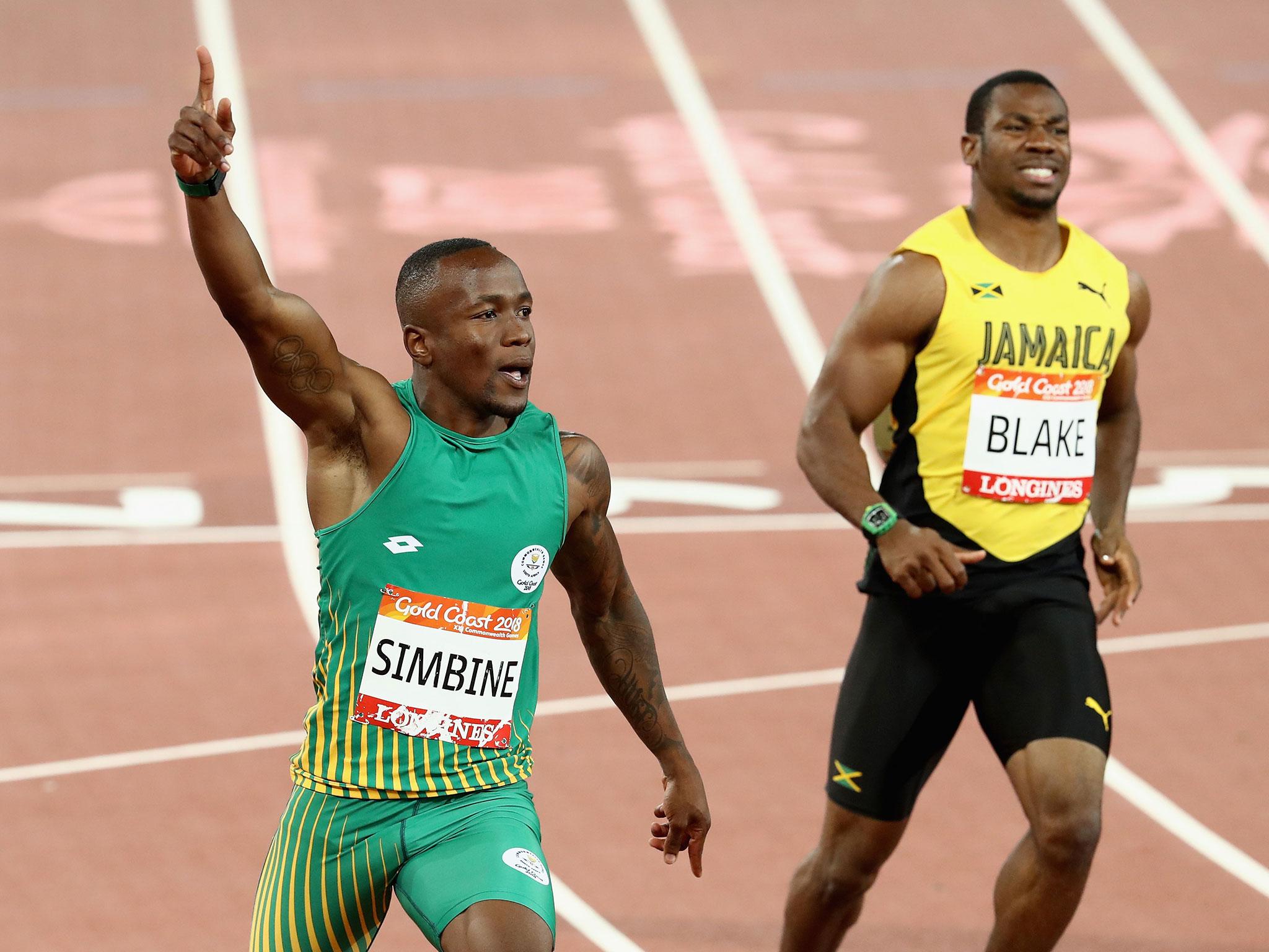 Yohan Blake was denied gold by Akani Simbine of South Africa