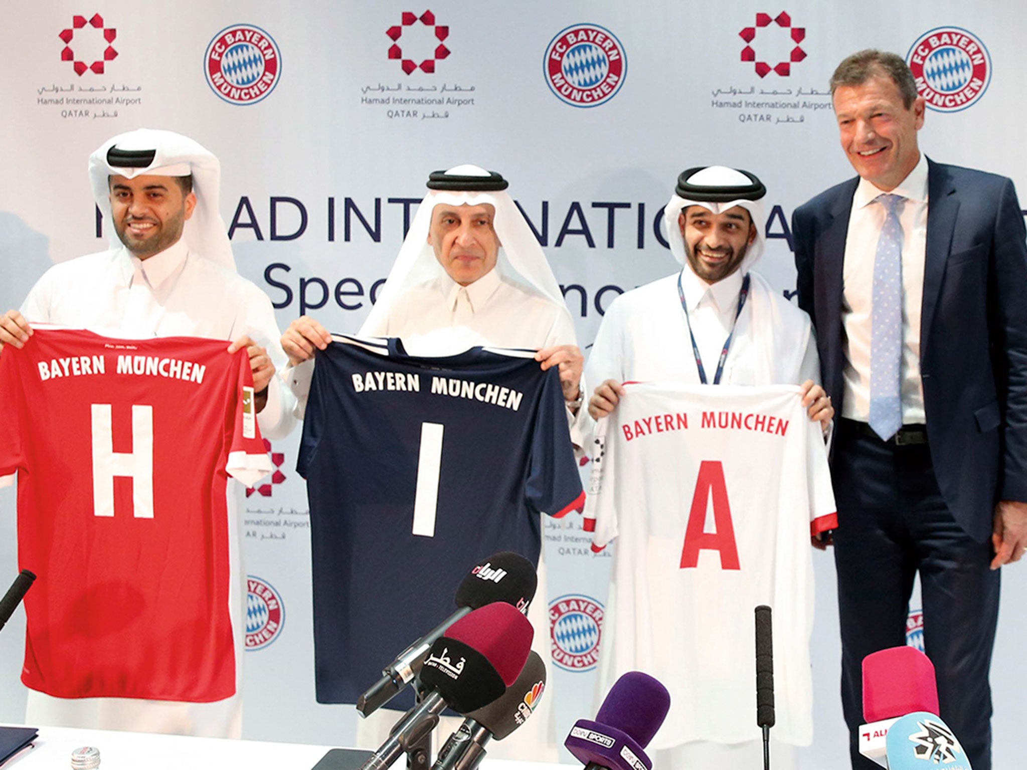 Bayern Munich's partnership with Hamad International Airport and Qatar Airways is announced