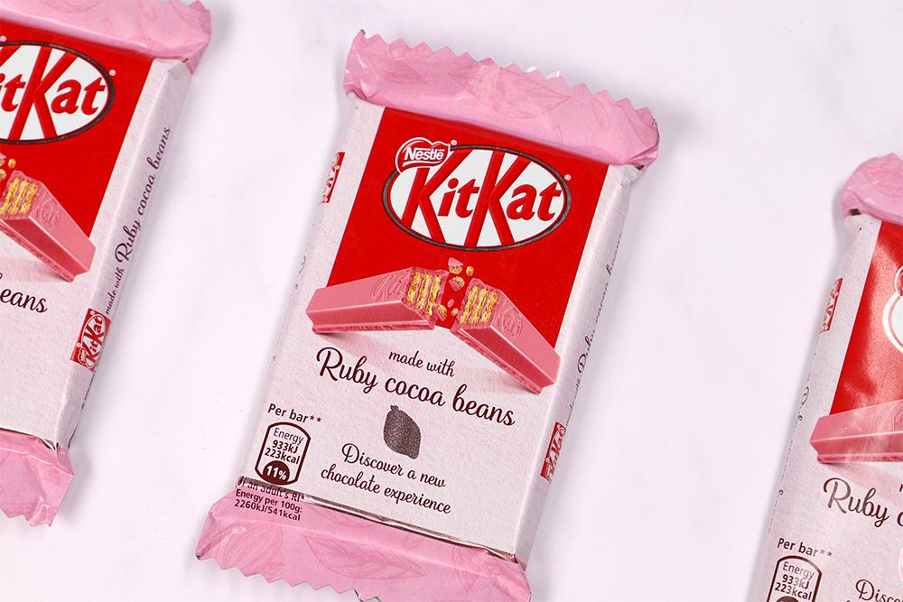 The ruby chocolate KitKat bar will be sold exclusively from Tesco from April 16