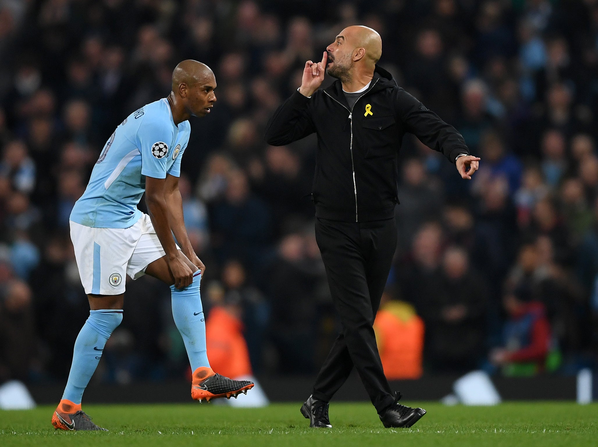 Pep Guardiola was sent to the stands at half-time