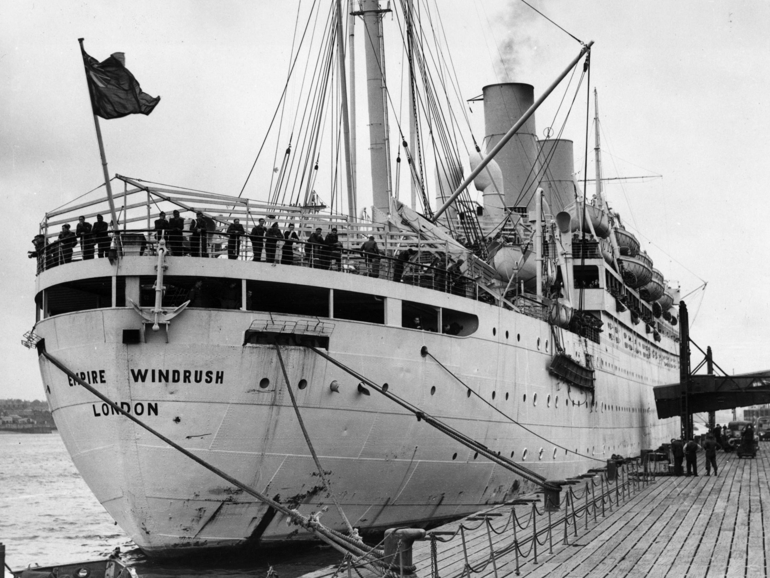 The British liner 'Empire Windrush' at port. (Getty )