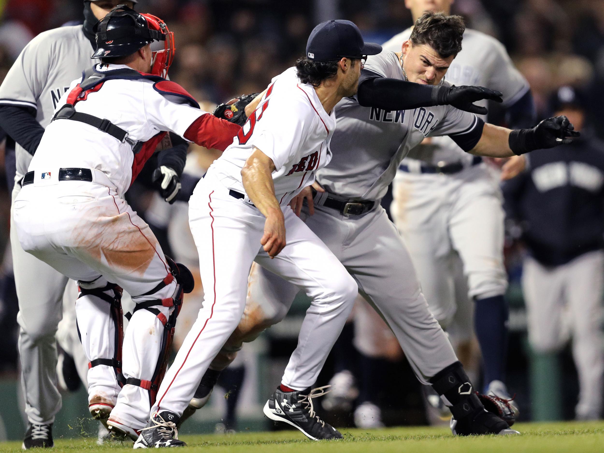 The scrap erupted when Austin was hit by a pitch in the seventh