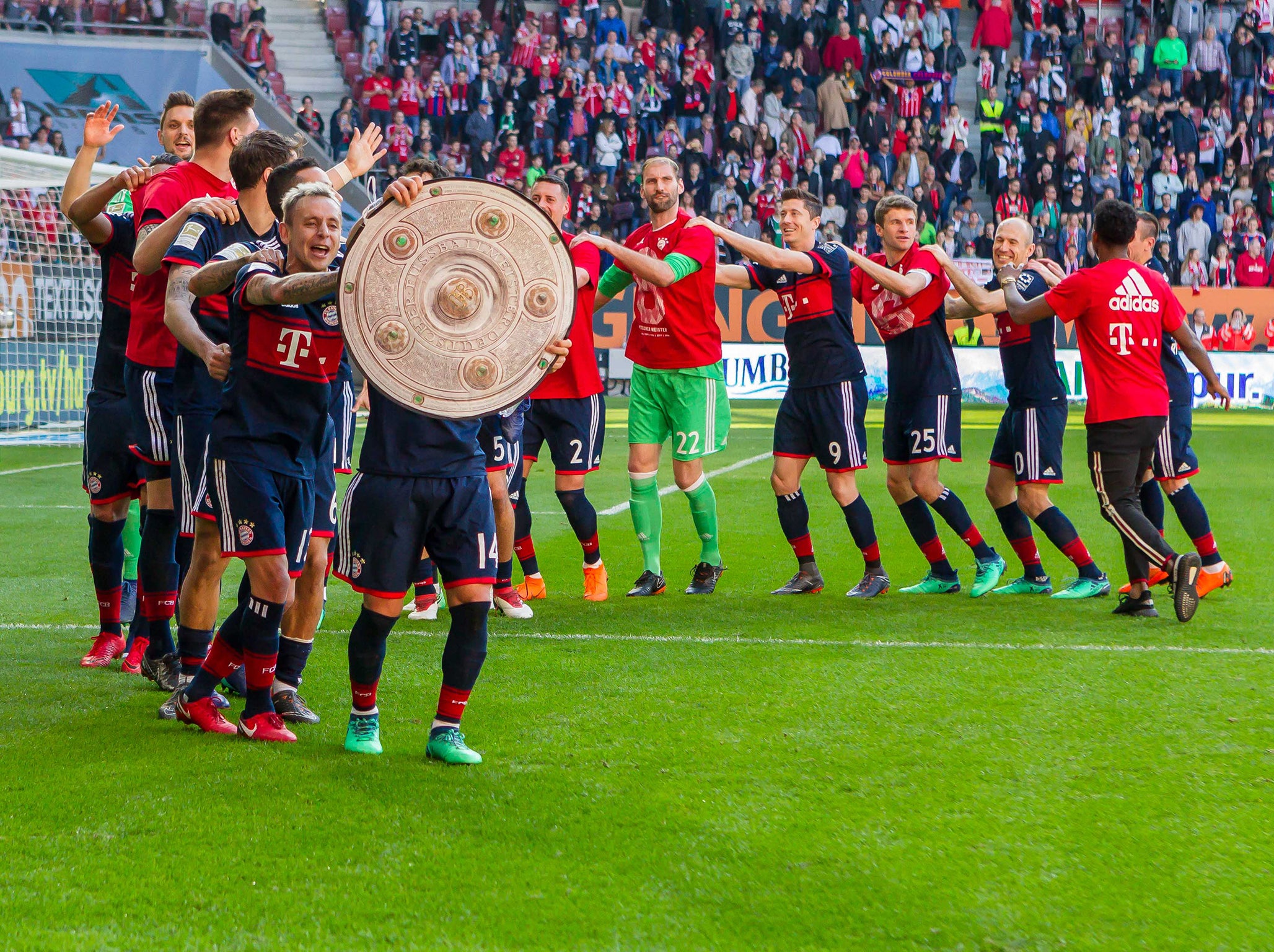 Bayern celebrating their latest title success