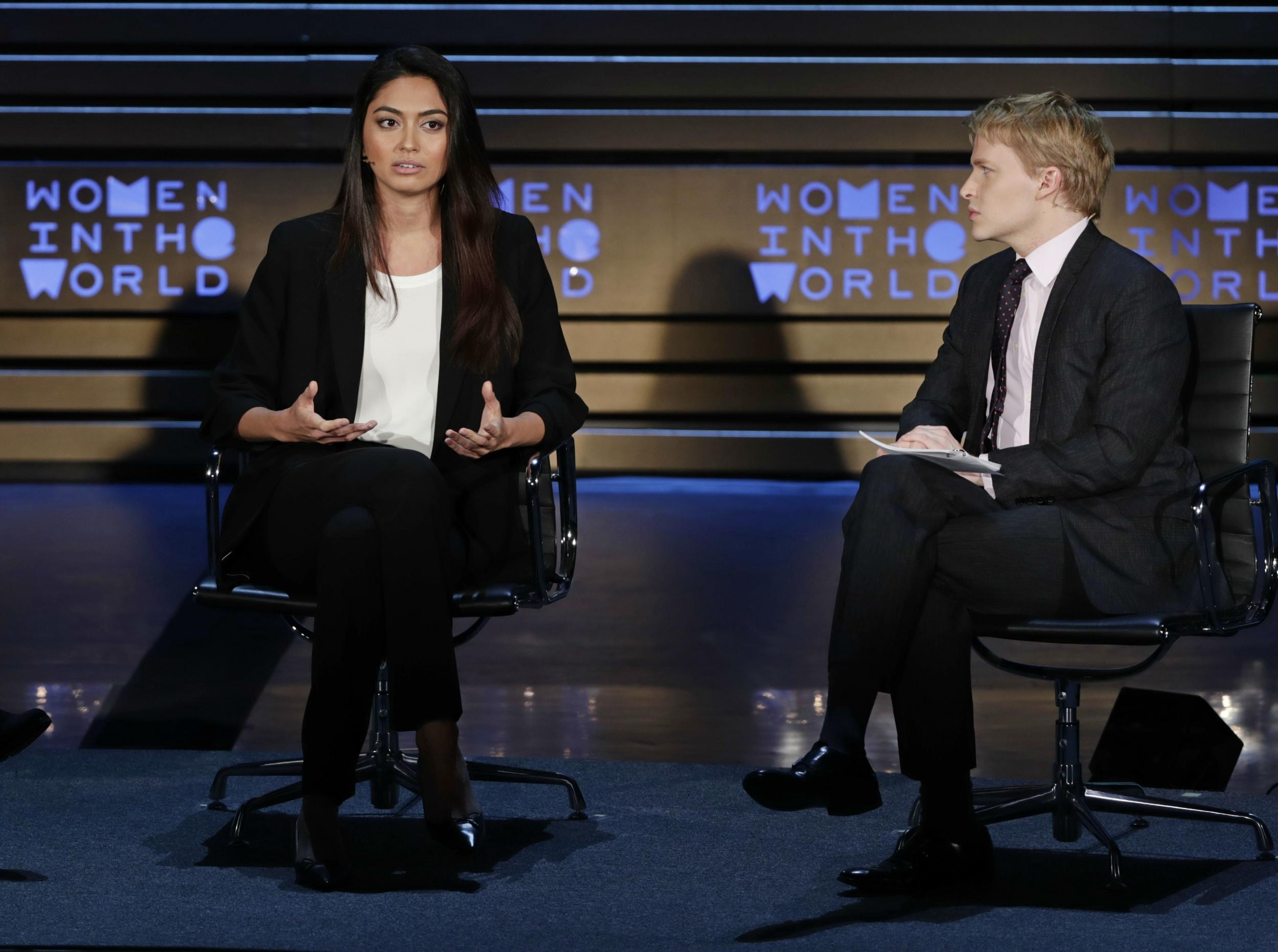 Italian model Ambra Battilana Gutierrez with journalist Ronan Farrow in New York