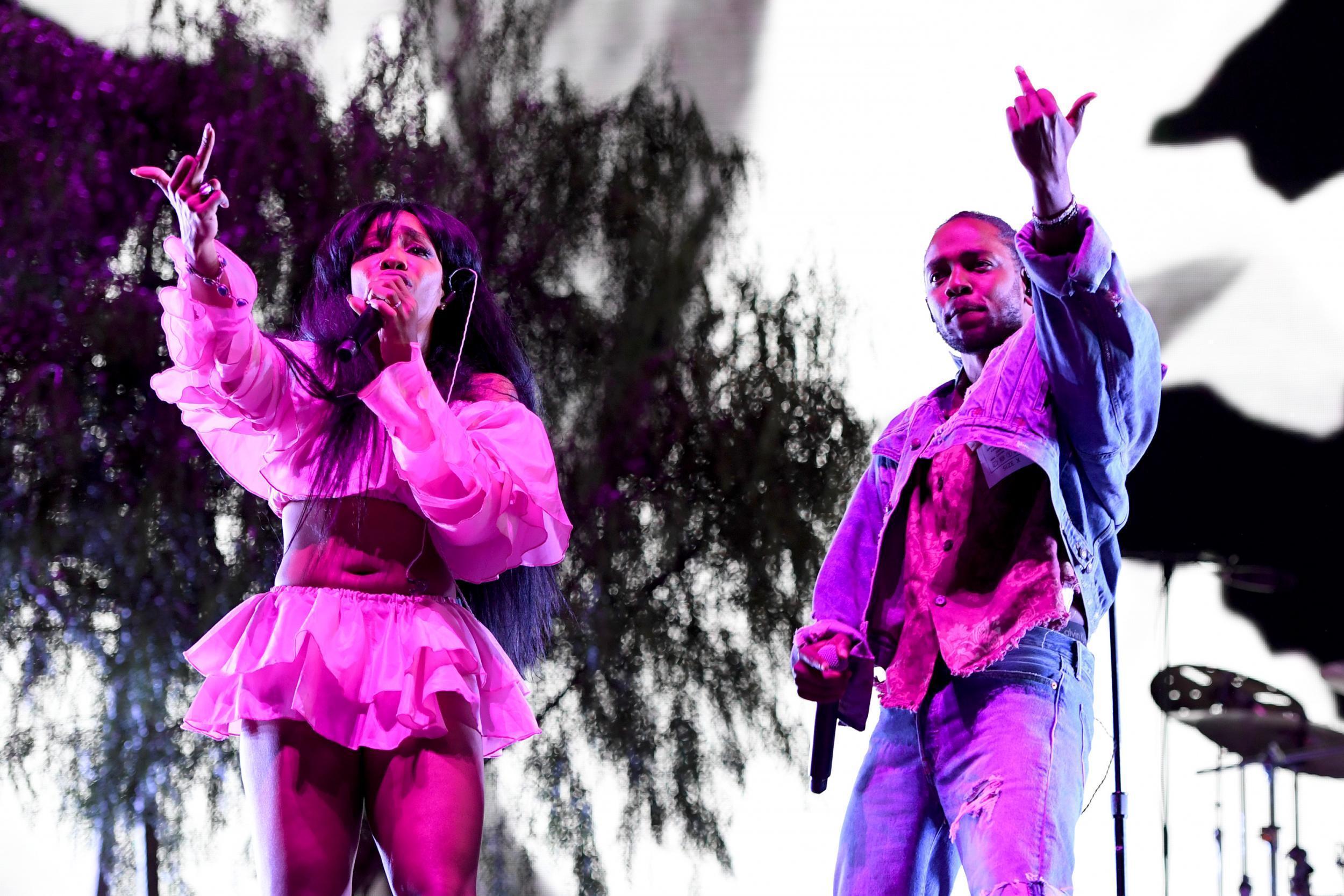 SZA and Kendrick Lamar perform onstage during the 2018 Coachella Valley Music And Arts Festival at the Empire Polo Field on 13 April, 2018 in Indio, California. (Larry Busacca/Getty Images for Coachella)