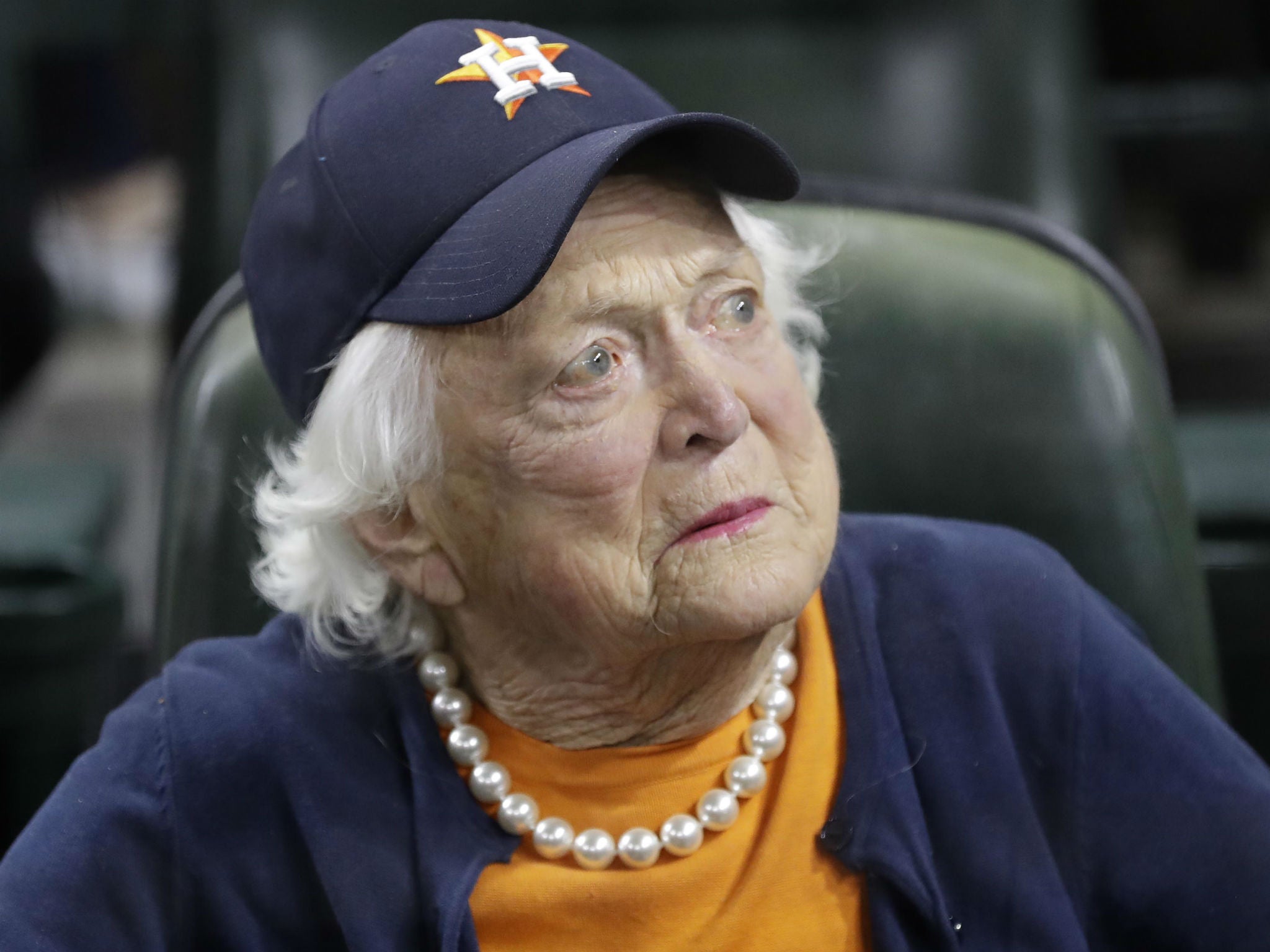 Barbara Bush at the baseball World Series in 2017