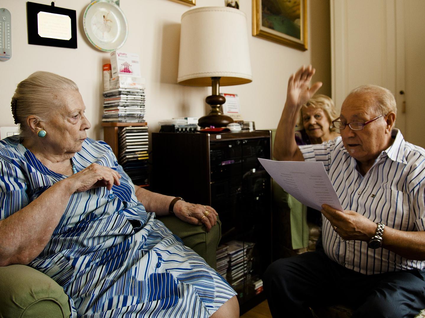 Relaxing inside Casa Verdi. Residents have access to concerts, music rooms, medical care, as well as the company of their peers