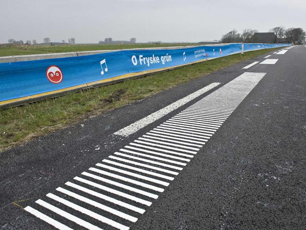 The small stretch outside Jelsum played the regional anthem when tyres rumbled along these raised marks