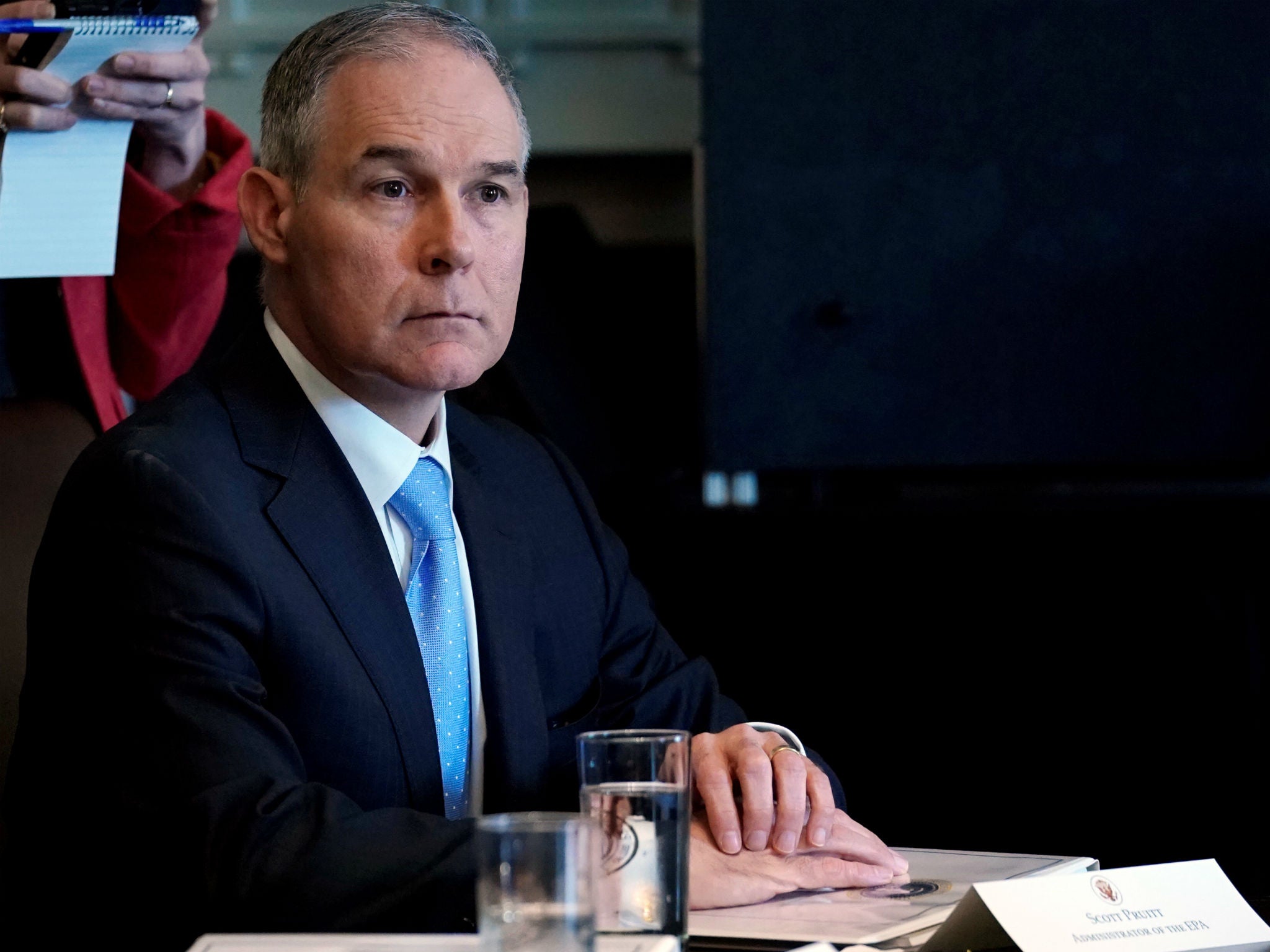 US Environmental Protection Agency administrator Scott Pruitt listens at a cabinet meeting at the White House